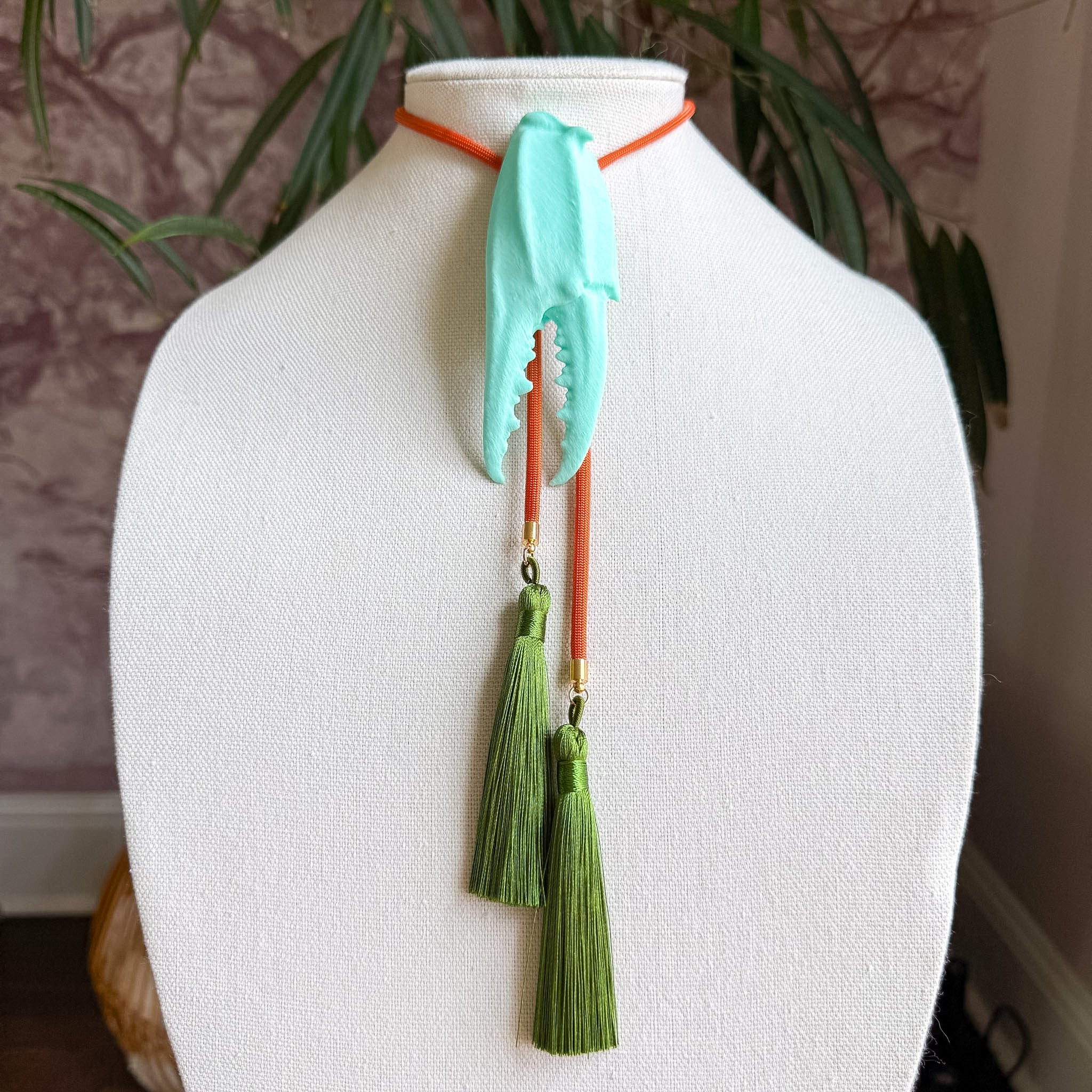 Crab Claw Bolo Turquoise with Solar Orange & Olive