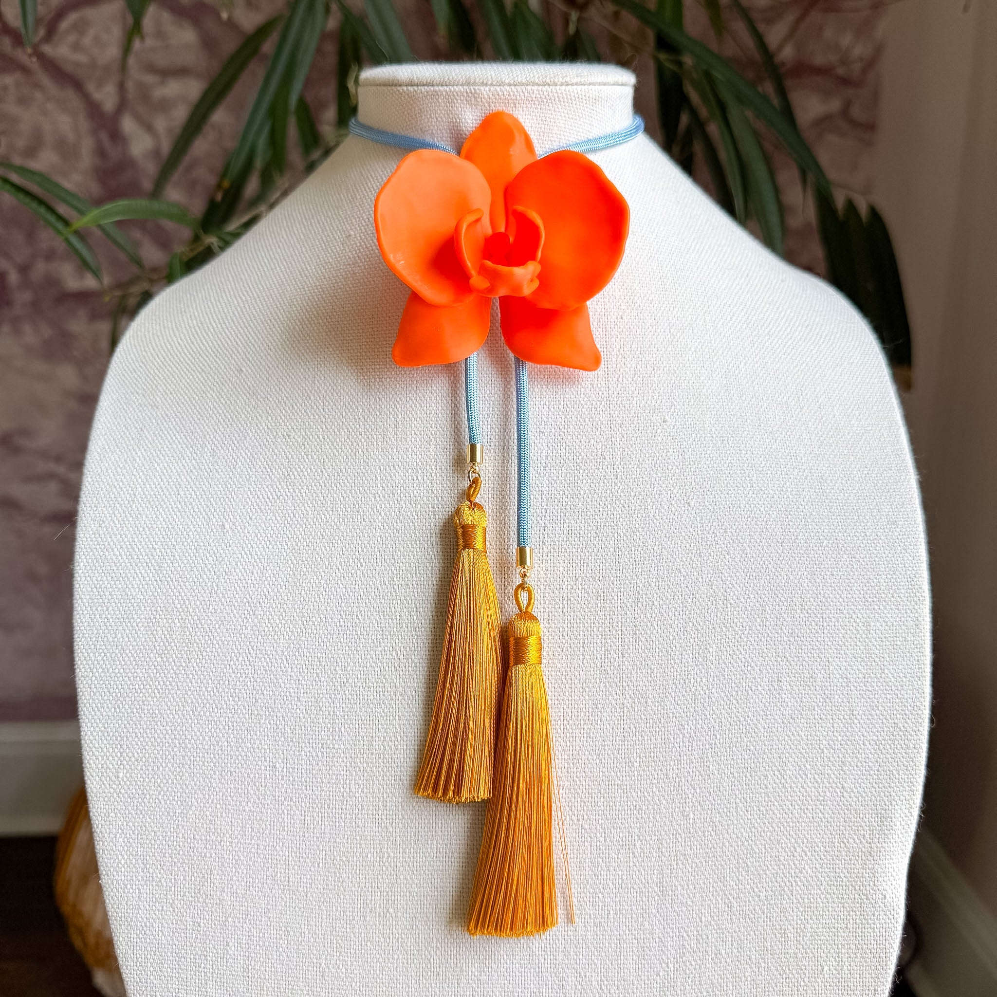 Orchid Bolo Orange Citrus with Baby Blue & Golden Yellow