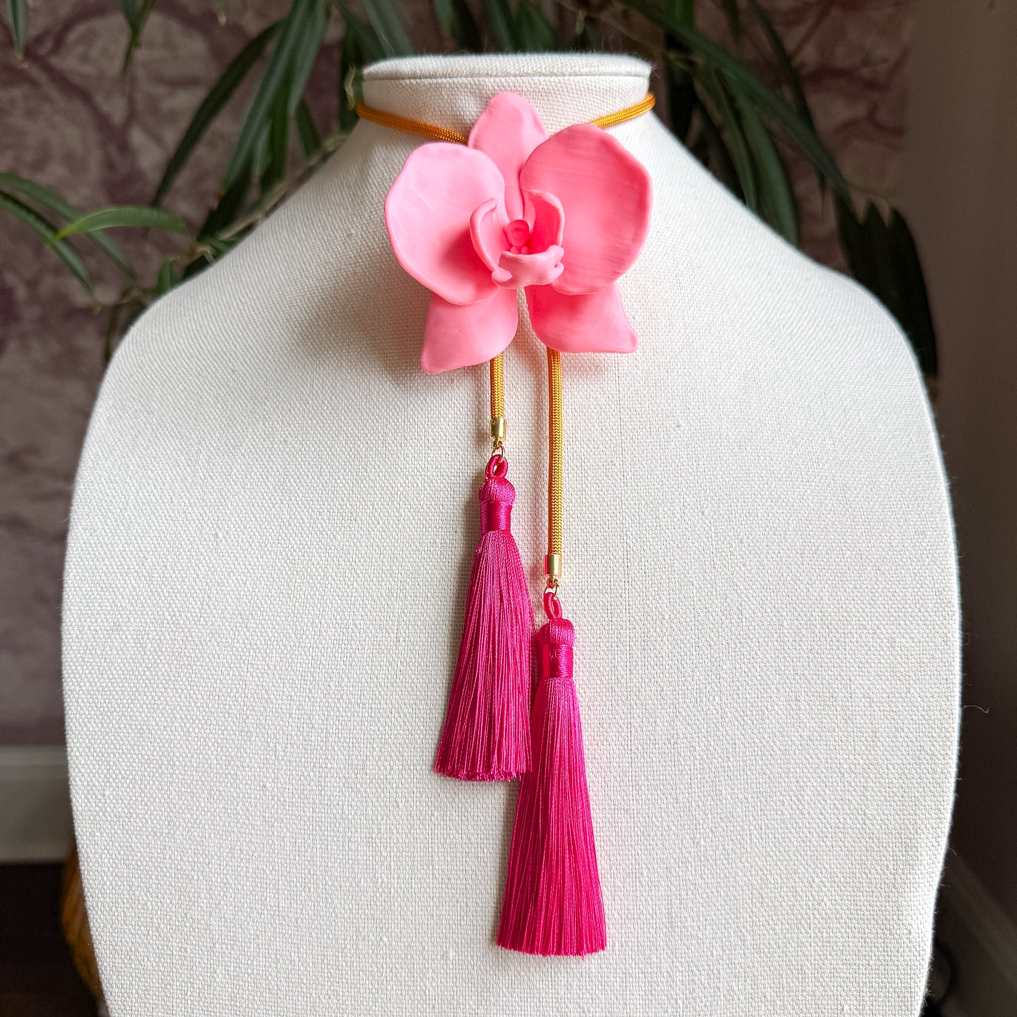 Orchid Bolo Bubblegum Pink with Golden Yellow & Fuchsia
