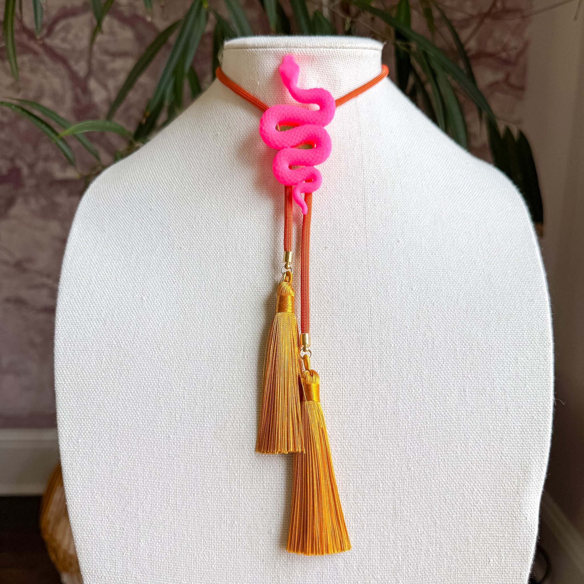 Snake Bolo Flamingo Pink with Solar Orange & Golden Yellow