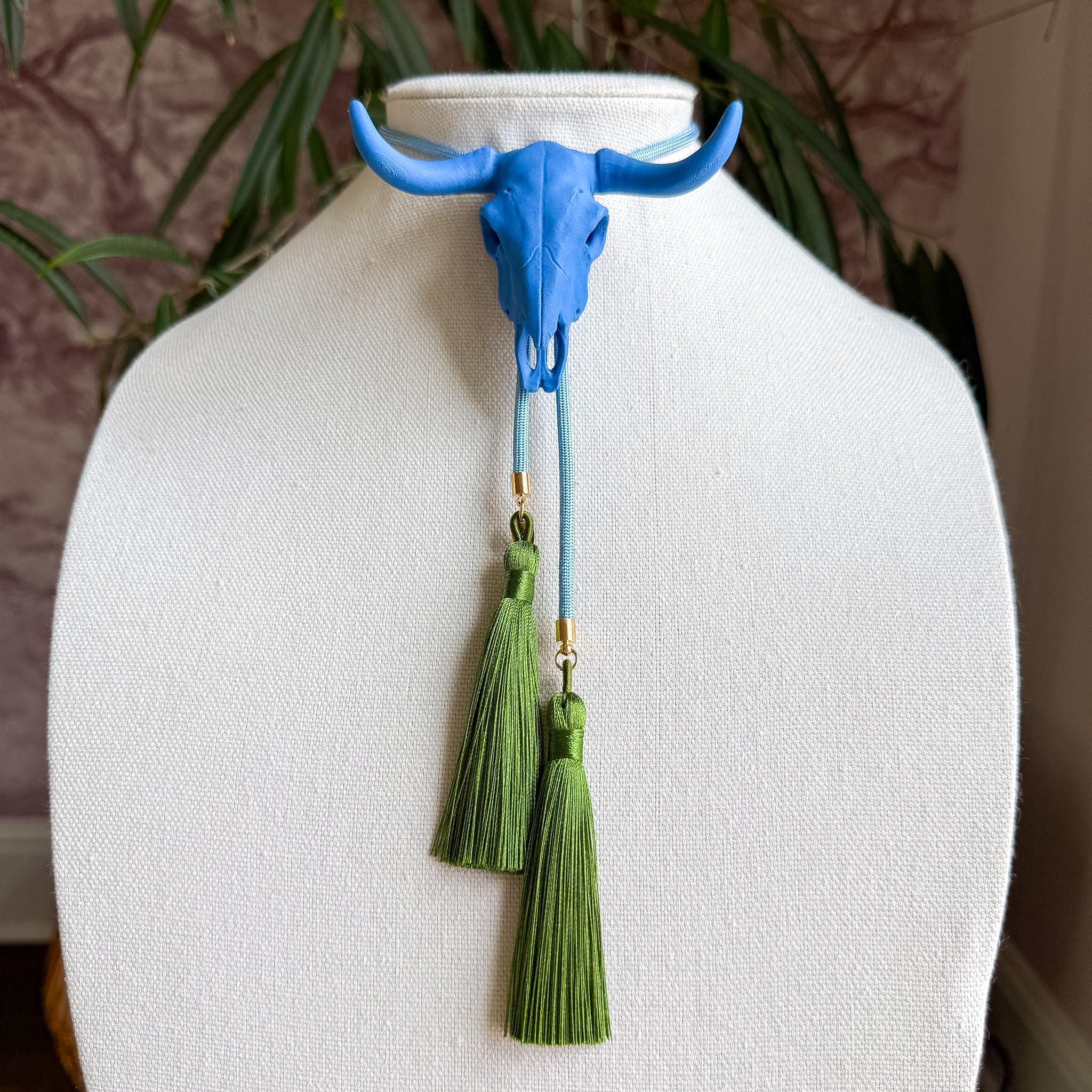 Longhorn Bolo Ocean Blue with Baby Blue & Olive