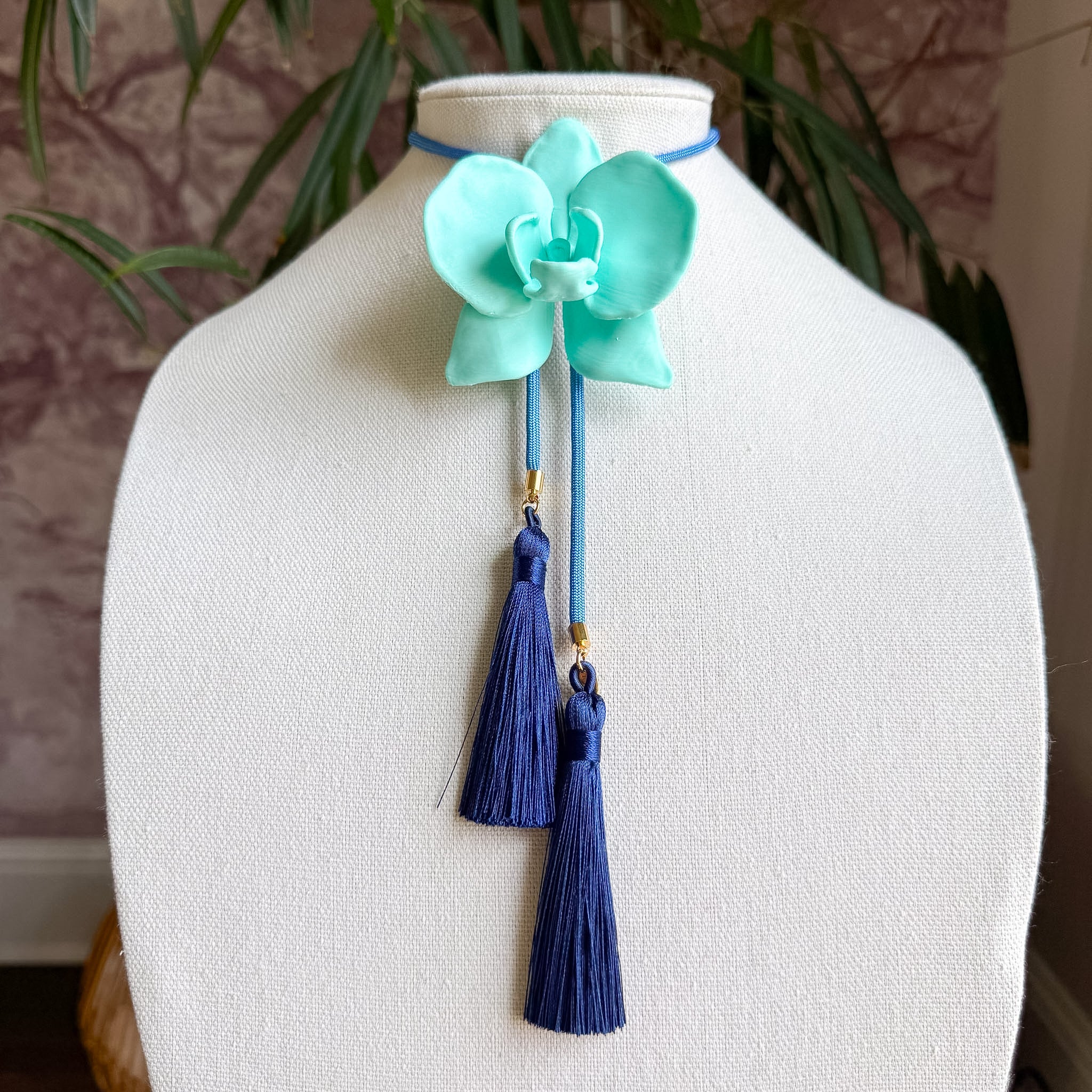 Orchid Bolo Turquoise with Baby Blue & Navy