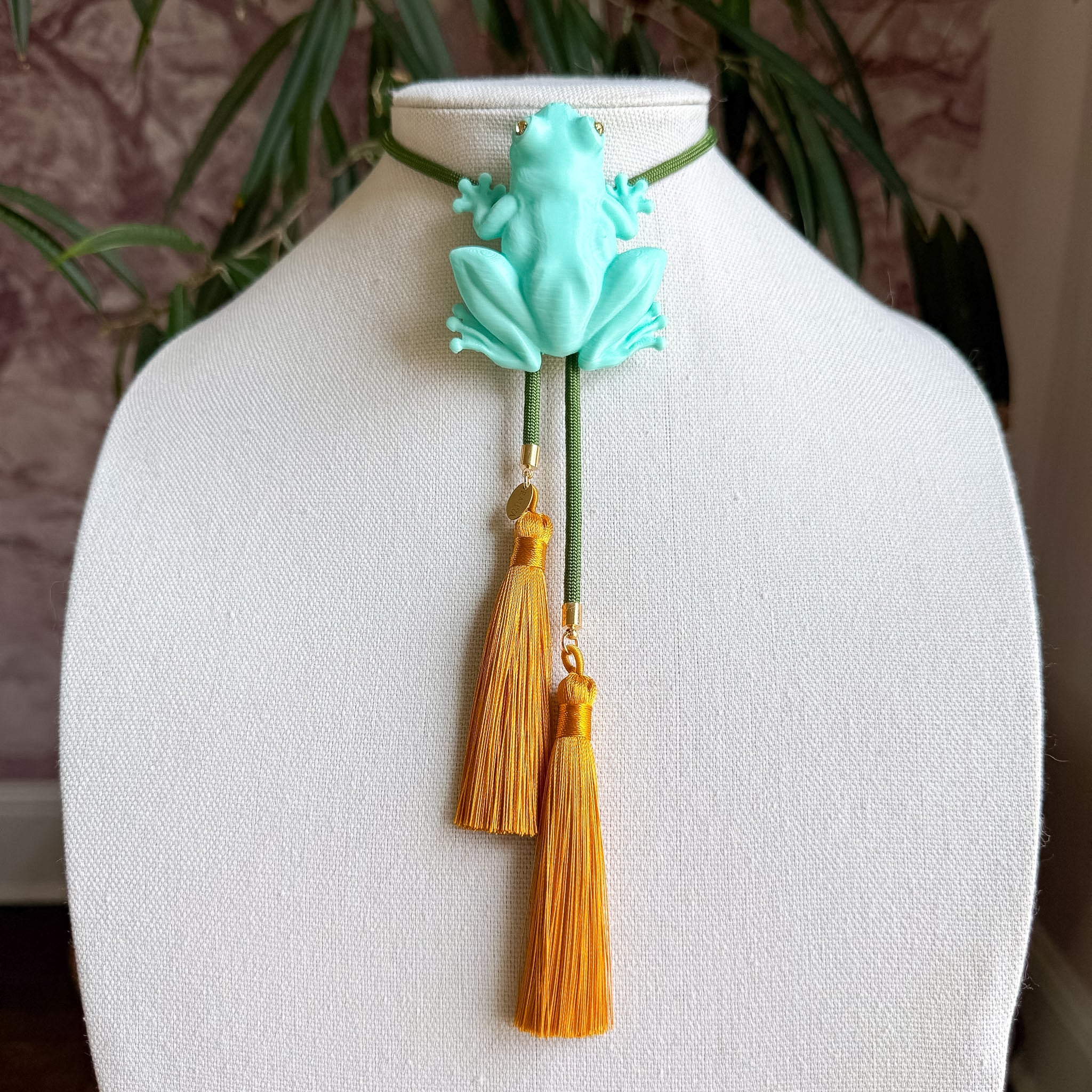 Tree Frog Bolo Turquoise with Olive & Golden Yellow