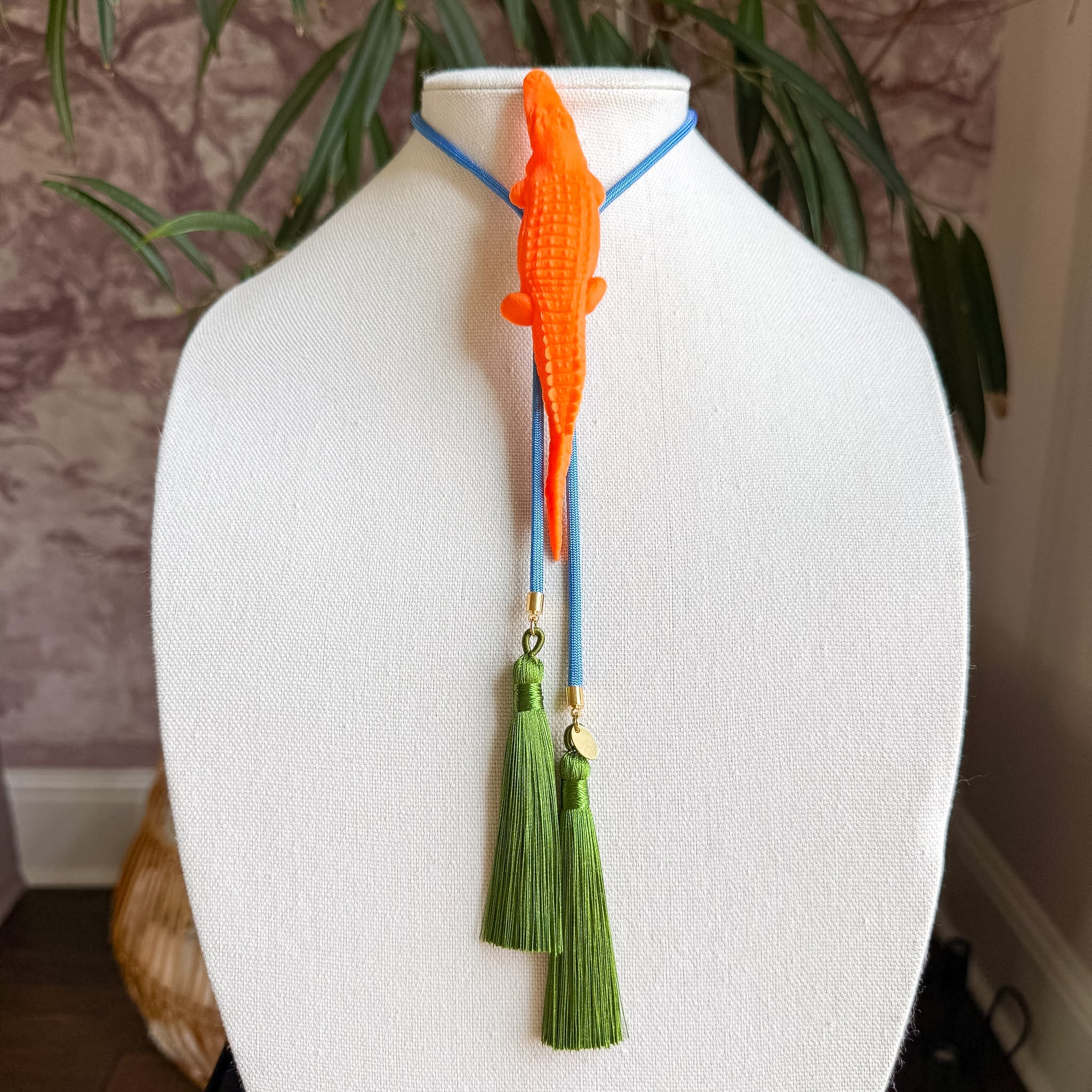 Alligator Bolo Orange Citrus with Baby Blue & Olive