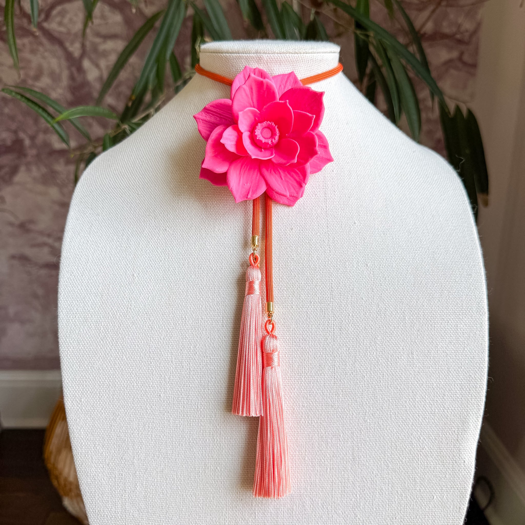 Lotus Flower Bolo Flamingo Pink with Solar Orange & Peach