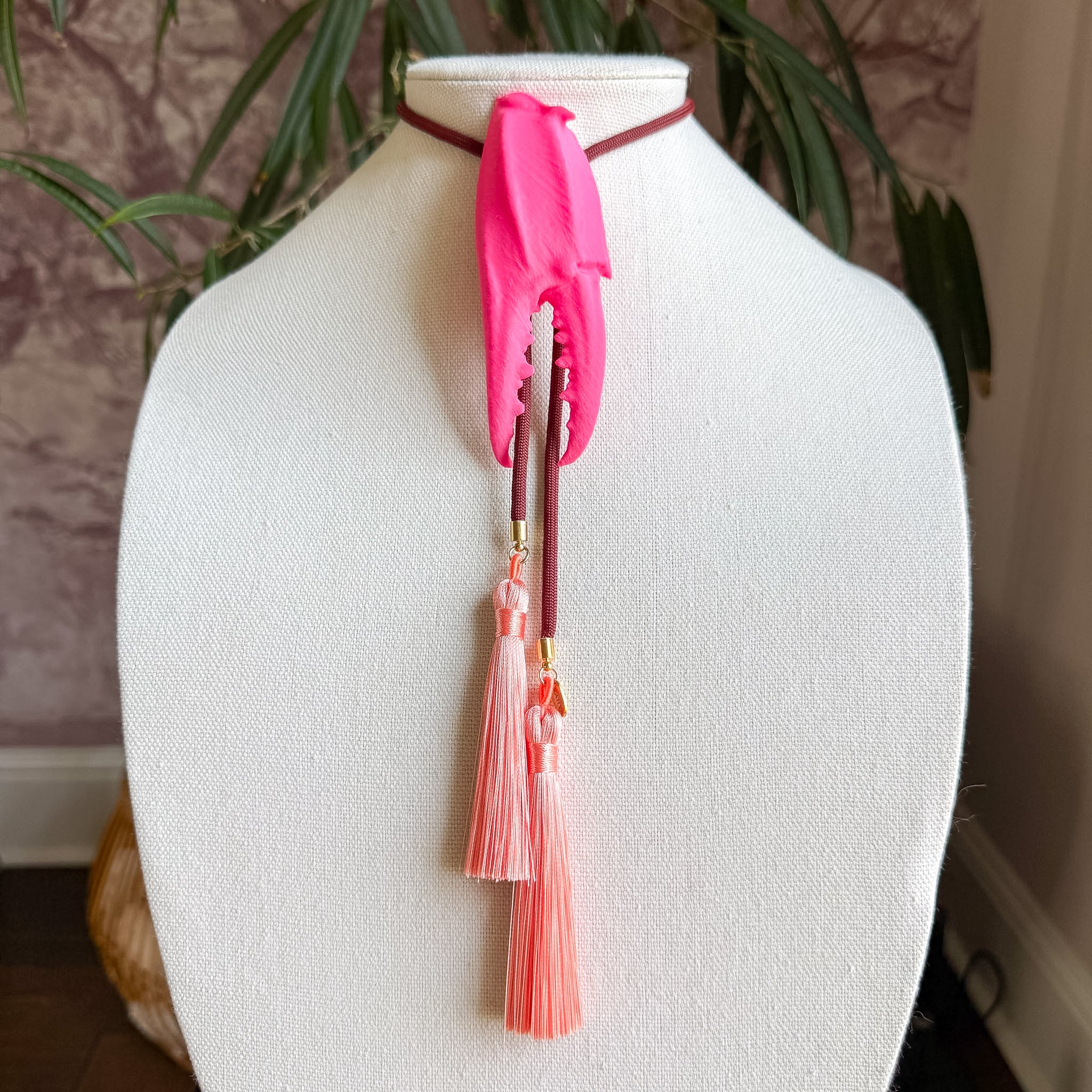Crab Claw Bolo Flamingo Pink with Maroon & Peach