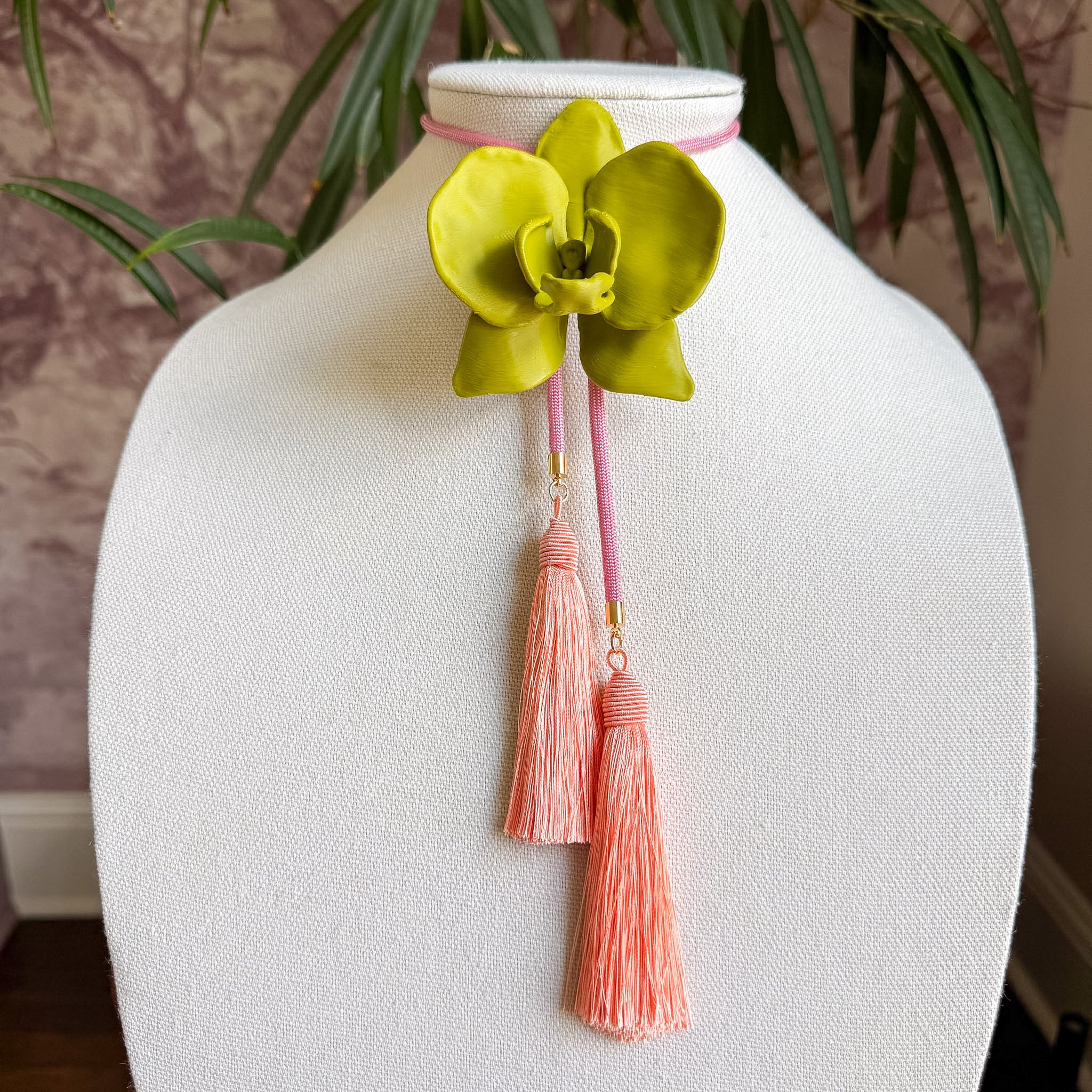 Orchid Bolo Olive Green with Bubblegum Pink & Peach