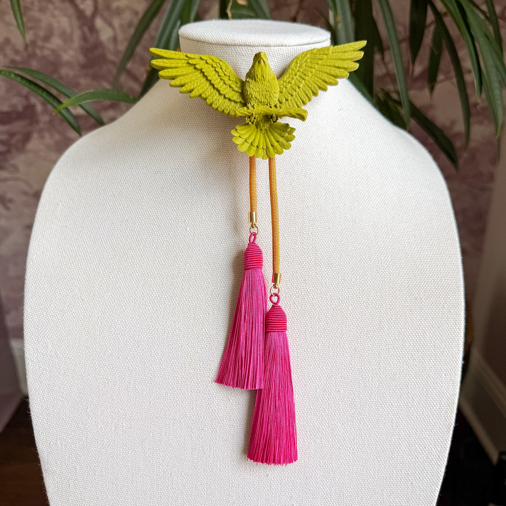 Eagle Bolo Olive Green with Golden Yellow & Fuchsia