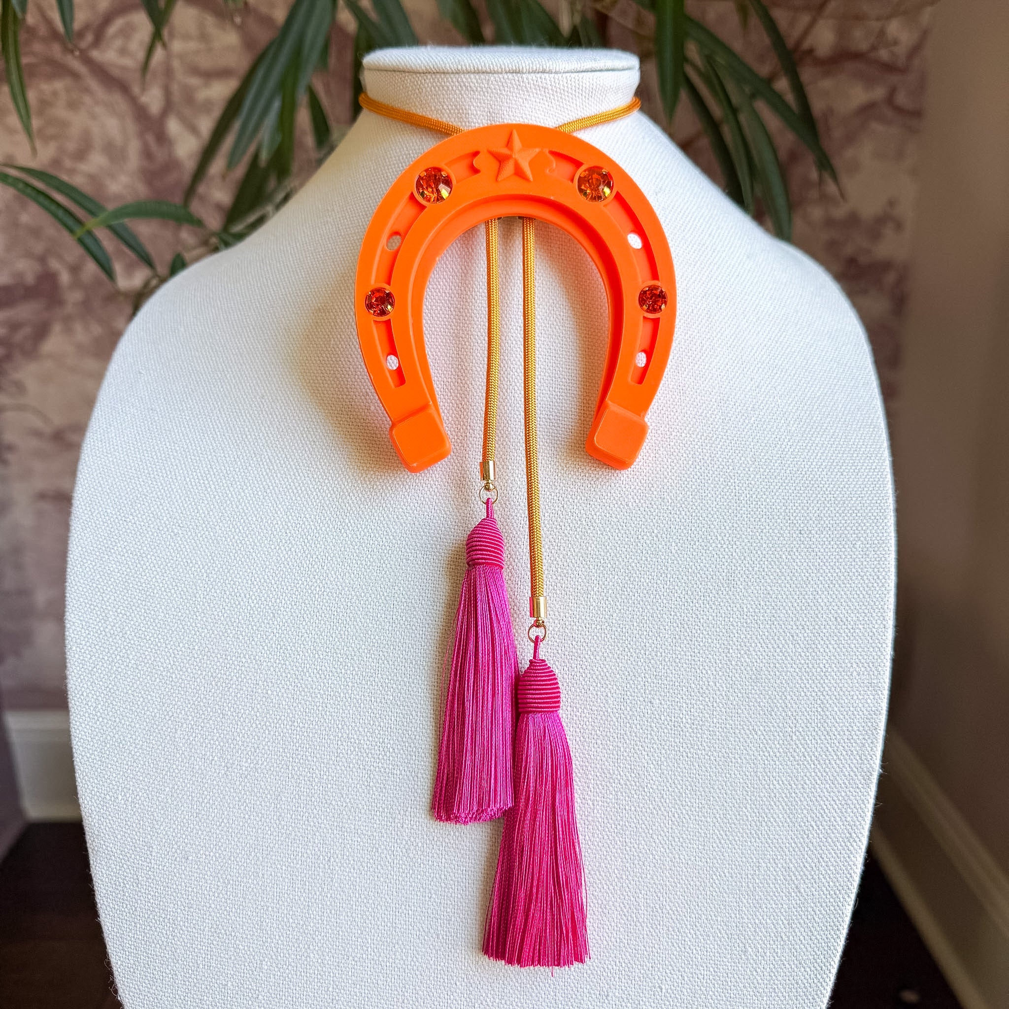 Lucky Horseshoe Bolo Orange Citrus with Golden Yellow & Fuchsia