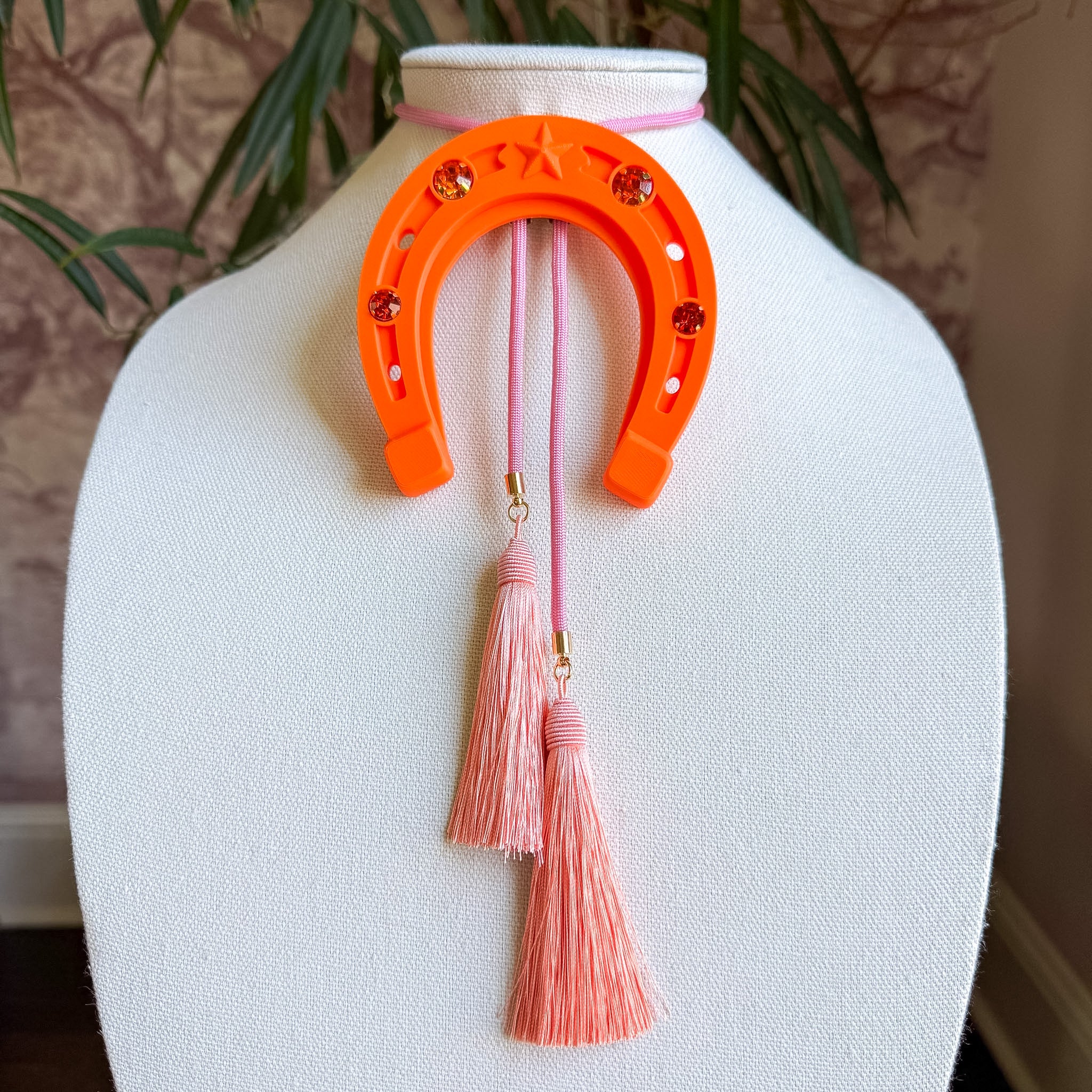 Lucky Horseshoe Bolo Orange Citrus with Bubblegum Pink & Peach