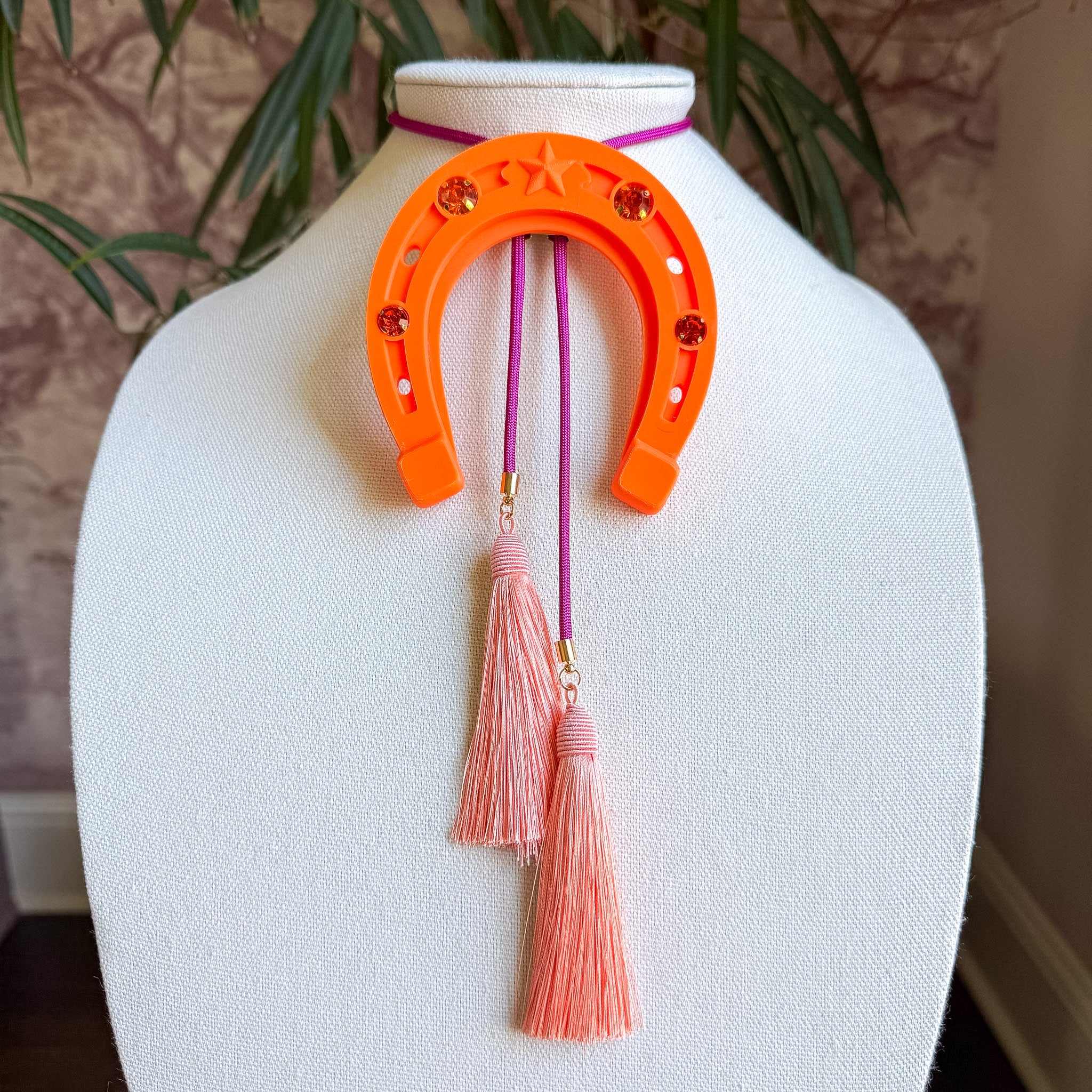 Lucky Horseshoe Bolo Orange Citrus with Fuchsia & Peach