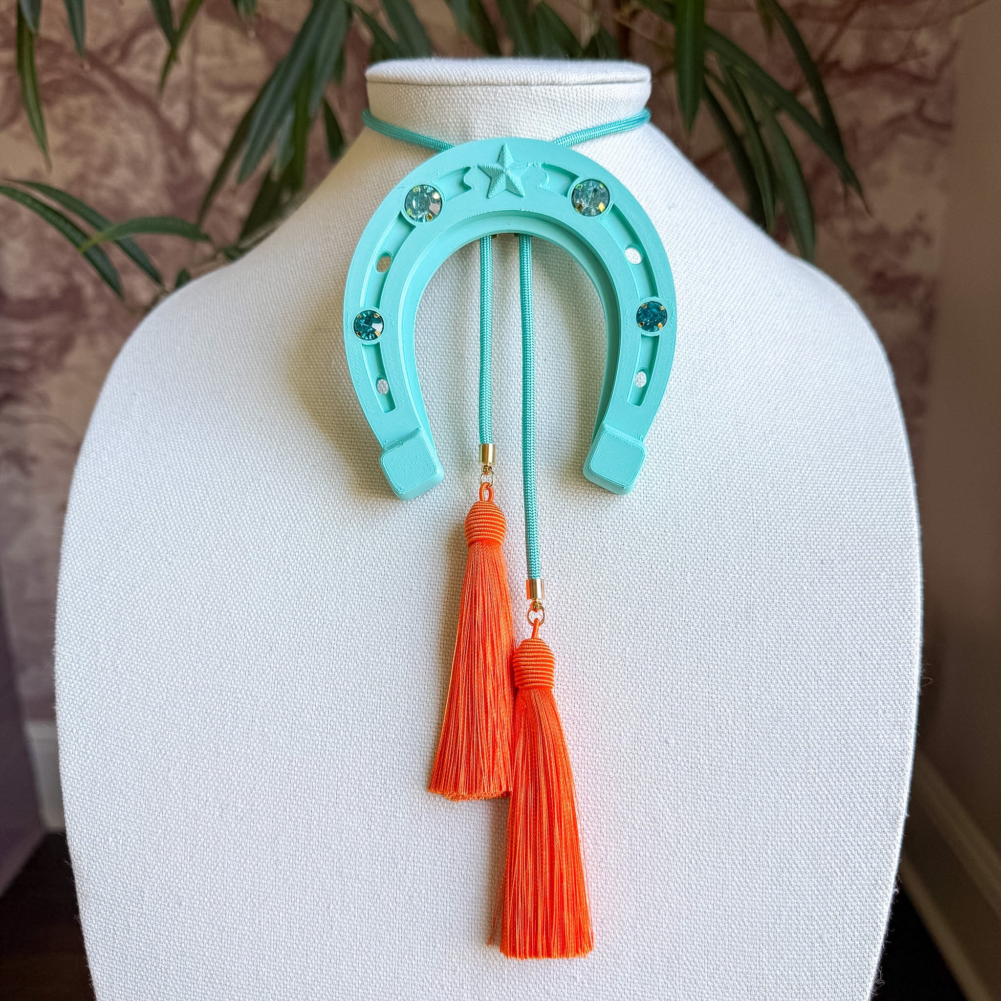 Lucky Horseshoe Bolo Turquoise with Turquoise & Orange