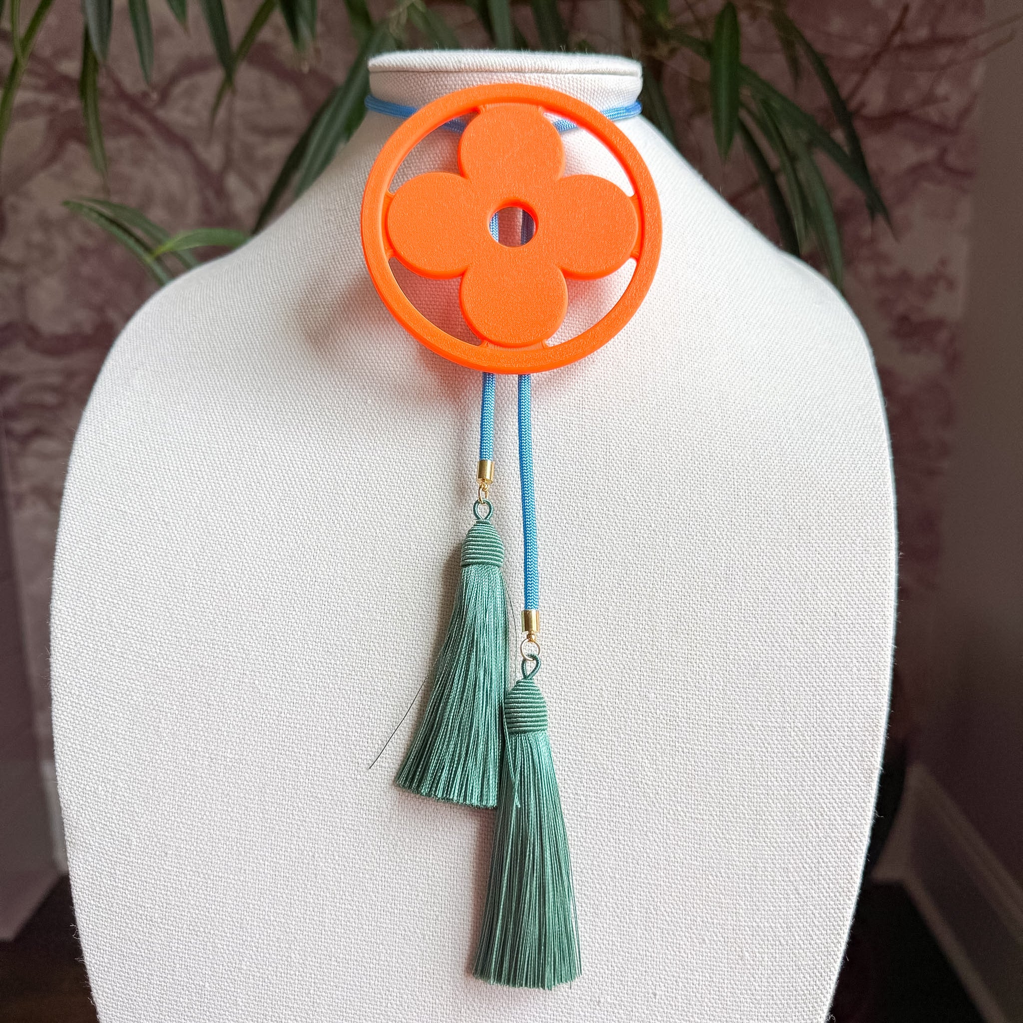 Clover Bolo Orange Citrus with Baby Blue & Peacock Blue