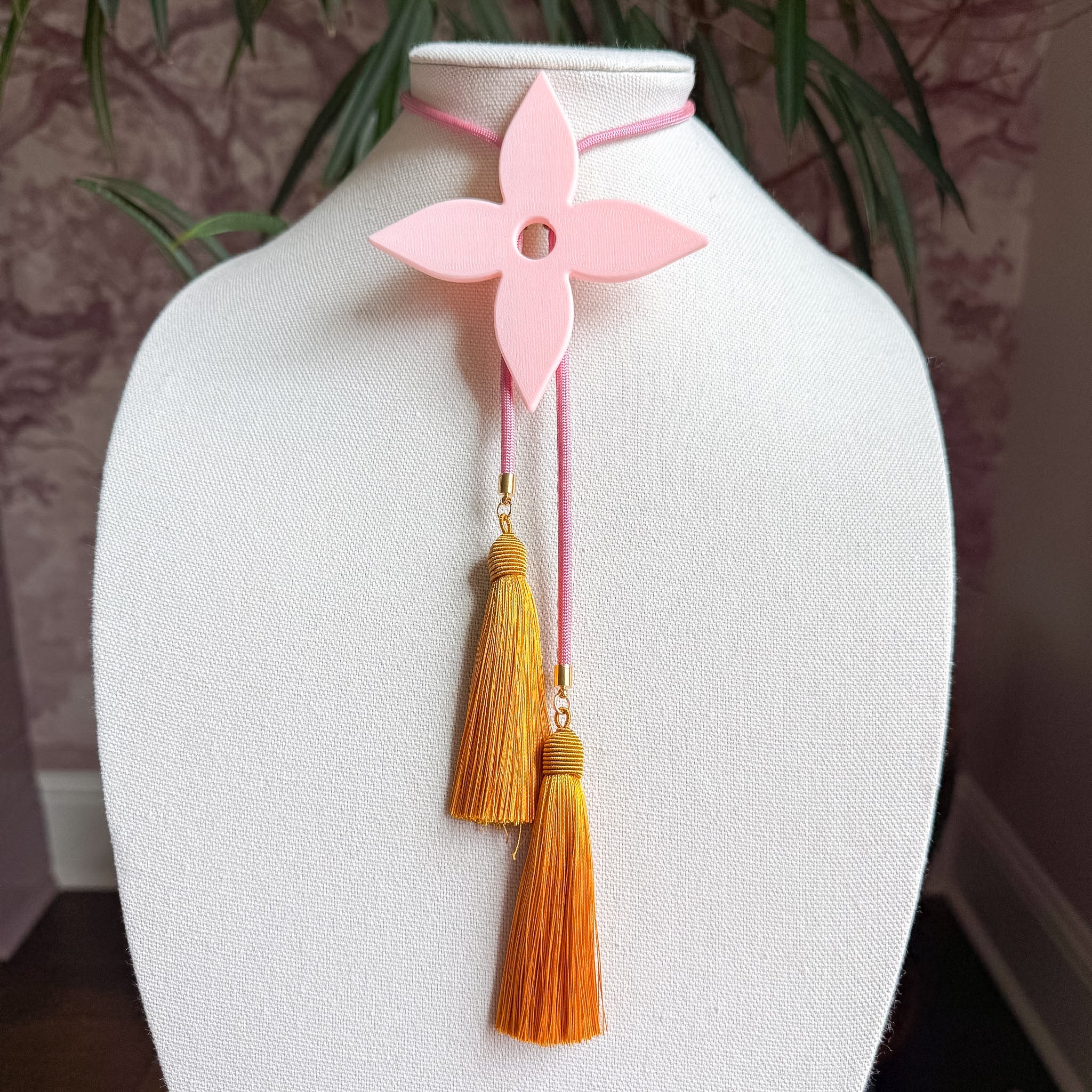 Ace of Diamonds Bolo Blush Pink with Bubblegum Pink & Golden Yellow