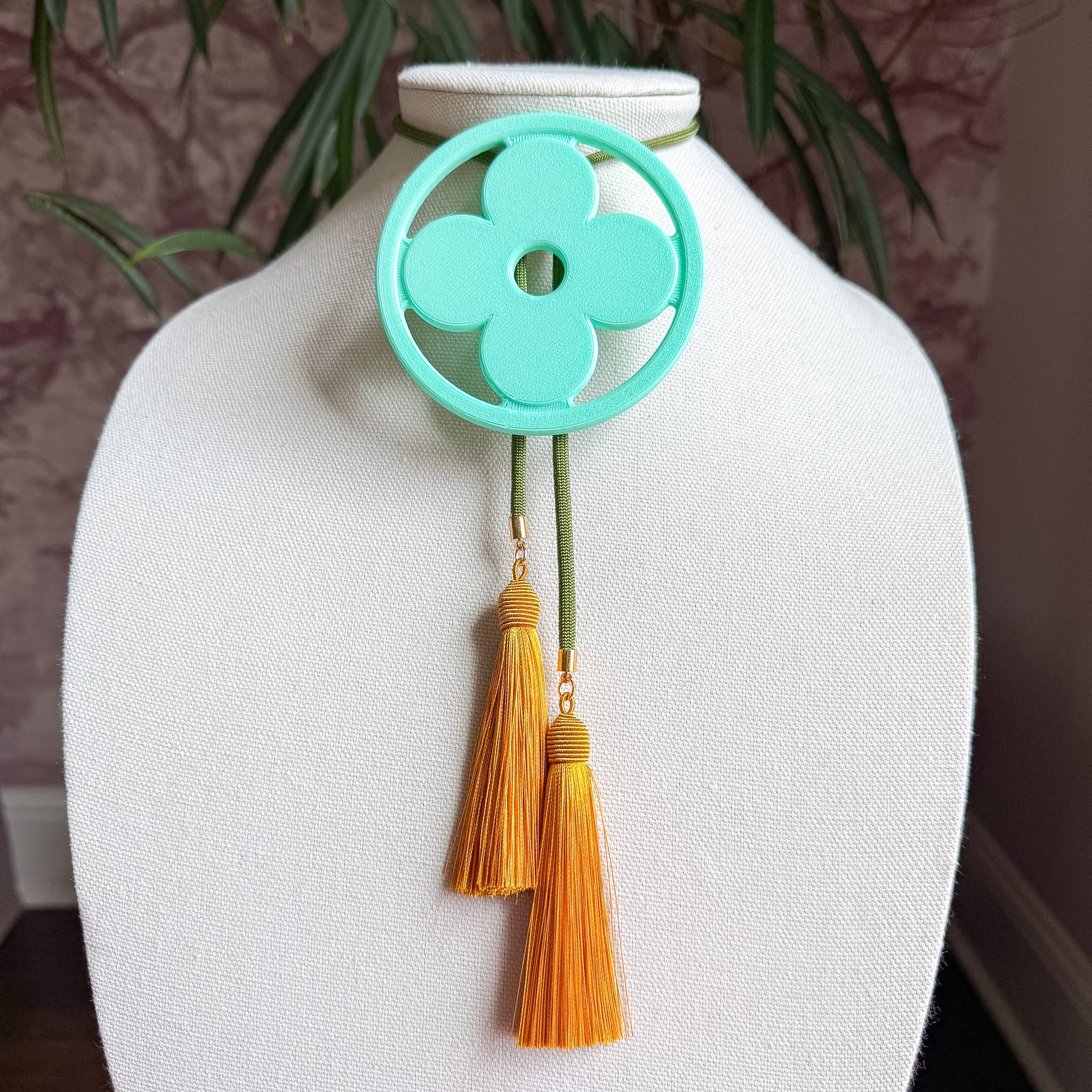 Clover Bolo Turquoise with Olive & Golden Yellow