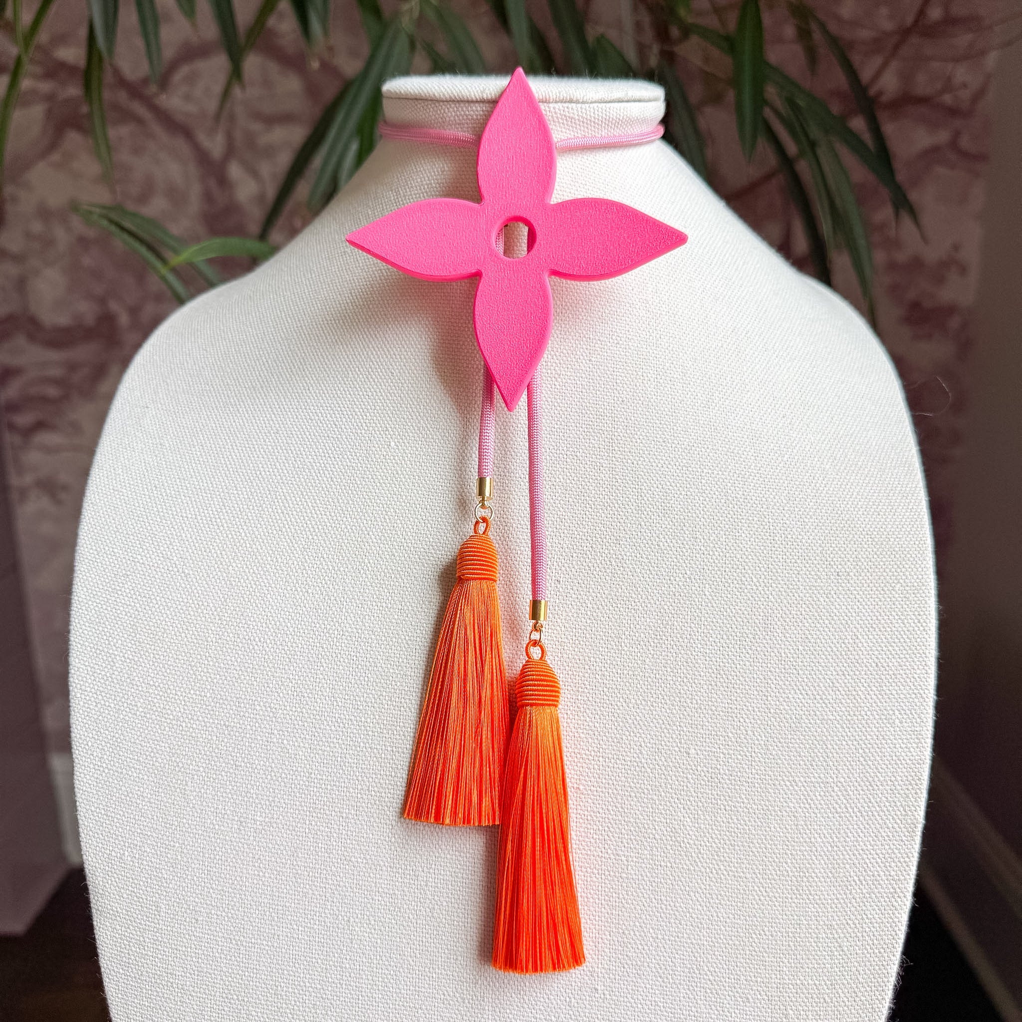 Ace of Diamonds Bolo Flamingo Pink with Bubblegum Pink & Orange