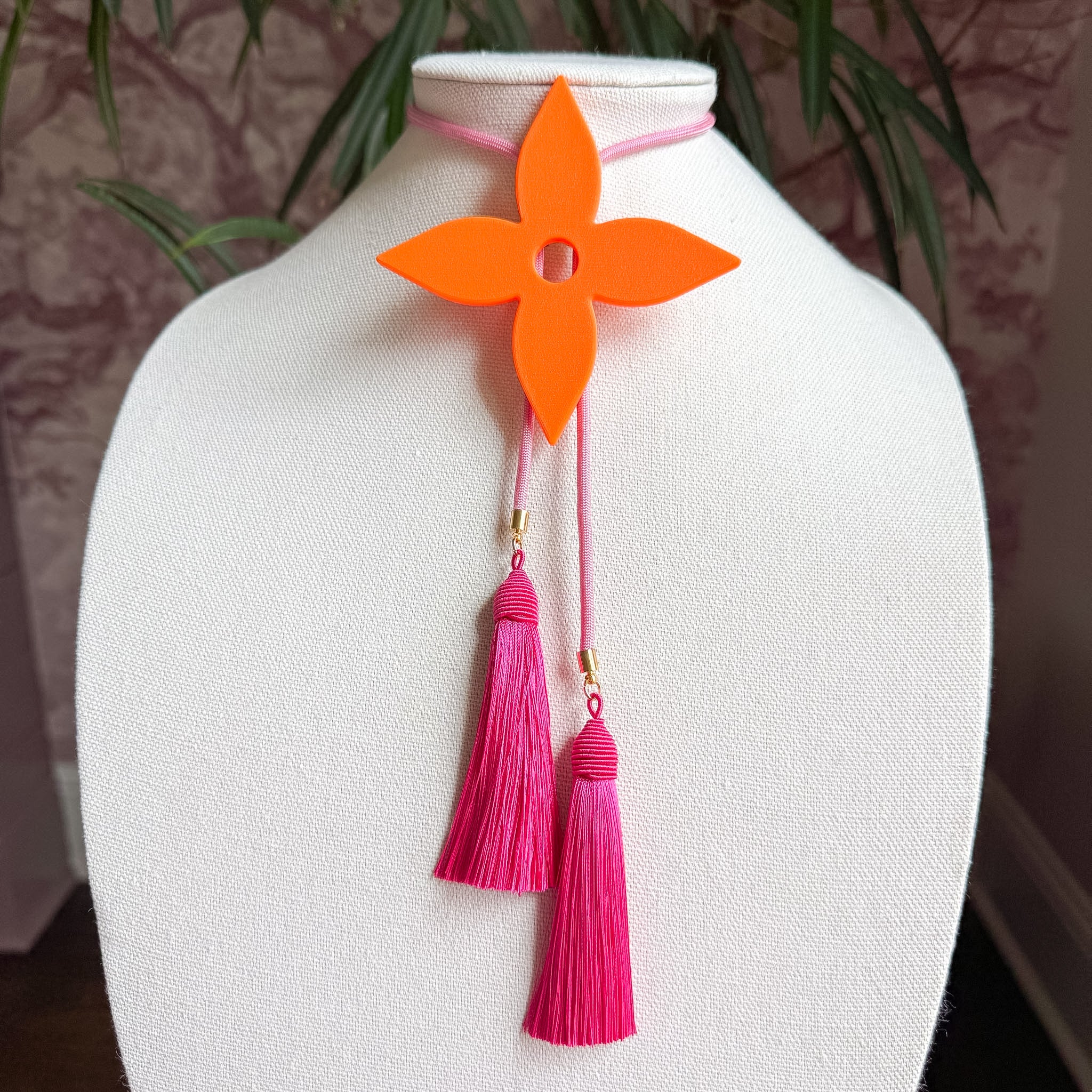 Ace of Diamonds Bolo Orange Citrus with Bubblegum Pink & Fuchsia