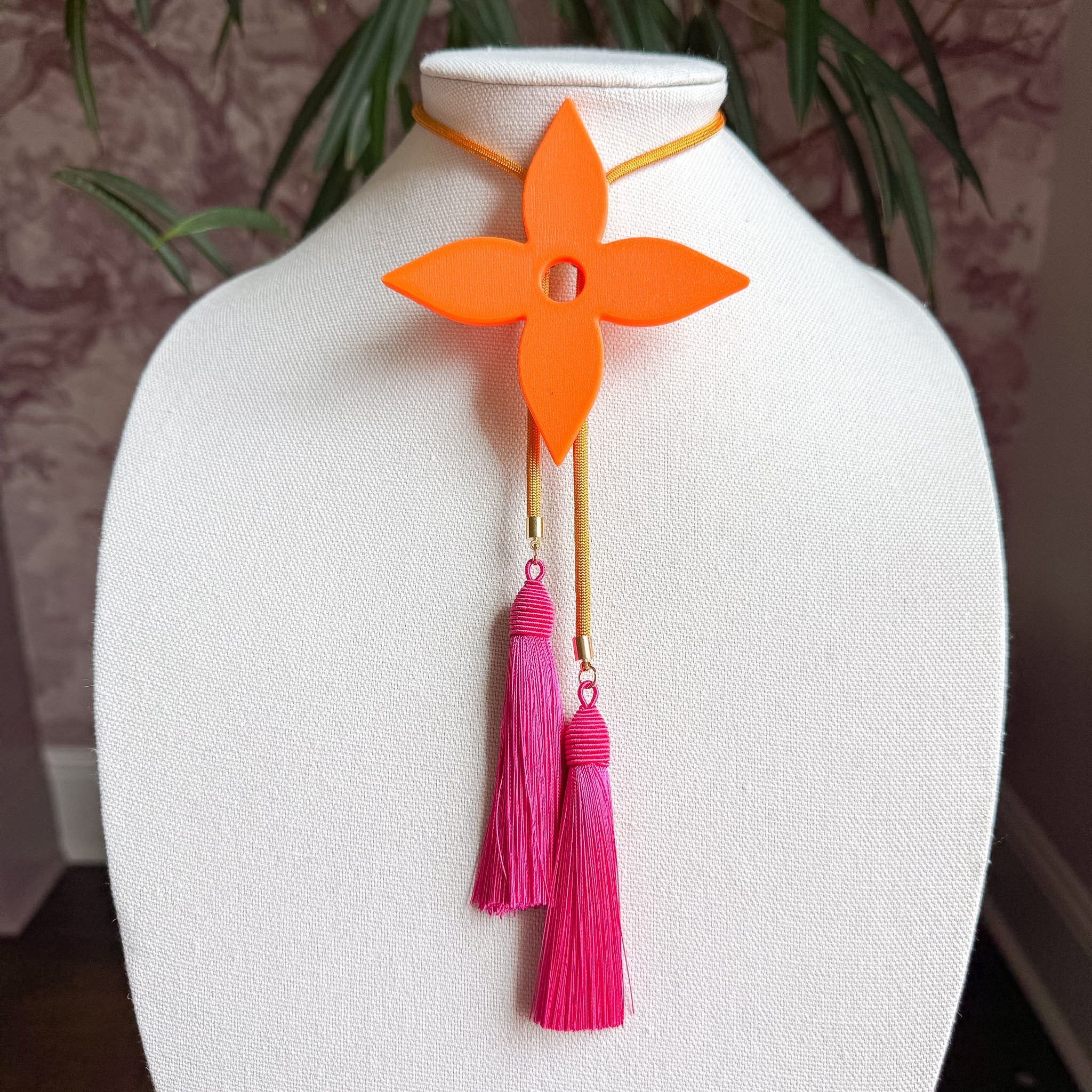 Ace of Diamonds Bolo Orange Citrus with Golden Yellow & Fuchsia