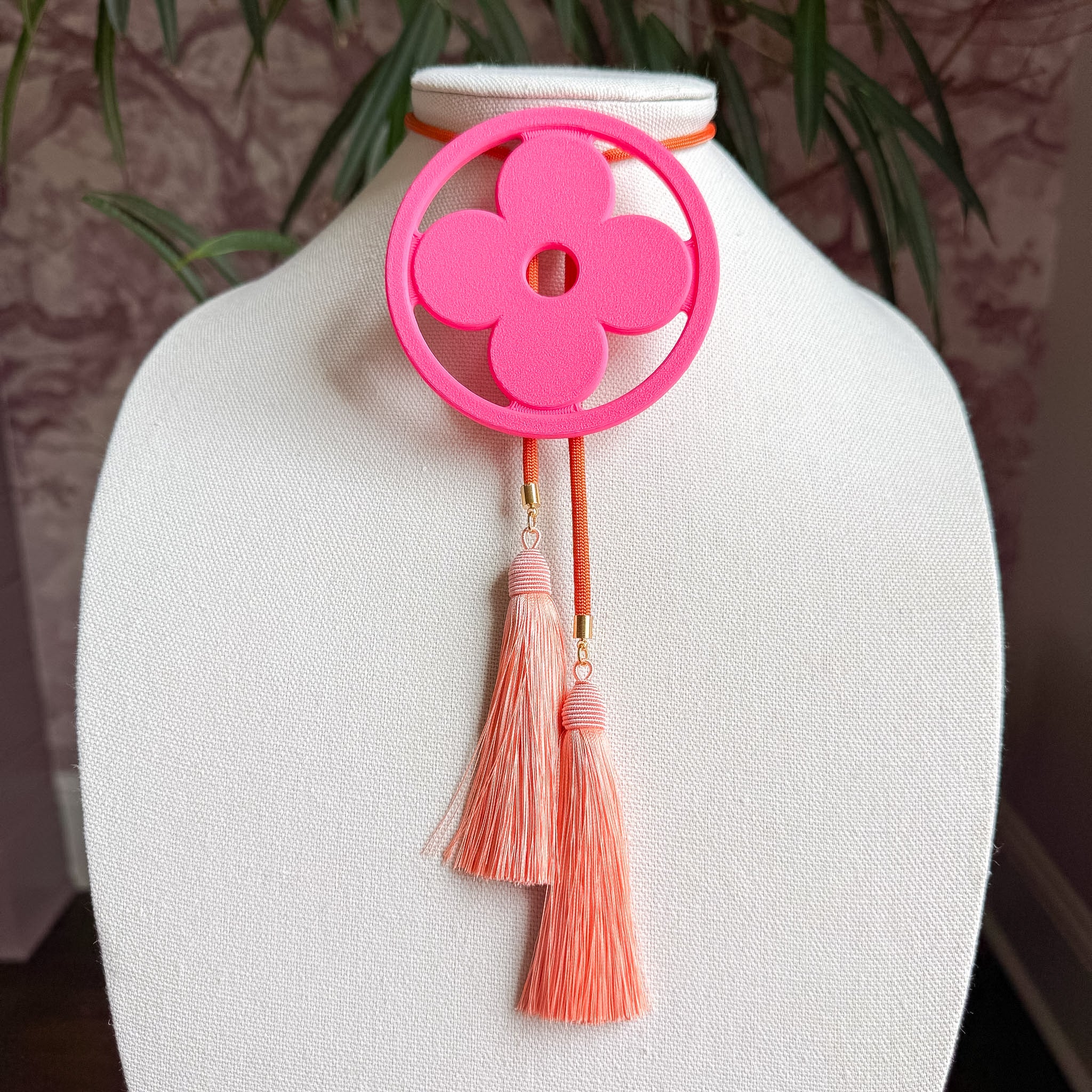 Clover Bolo Flamingo Pink with Solar Orange & Peach