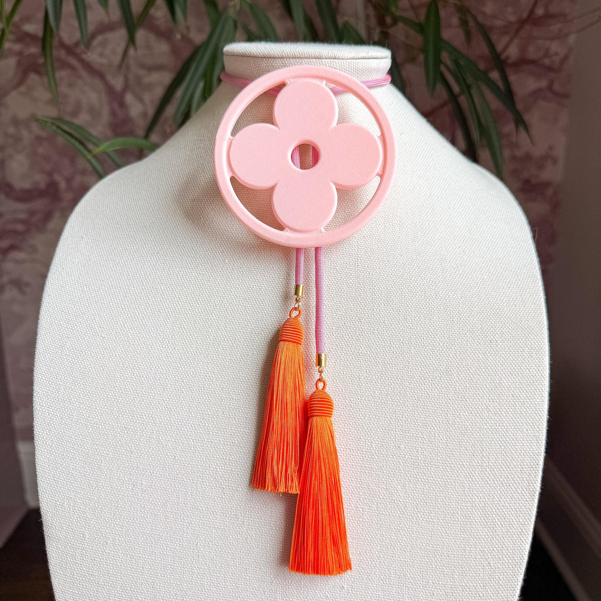 Clover Bolo Blush Pink with Bubblegum Pink & Orange