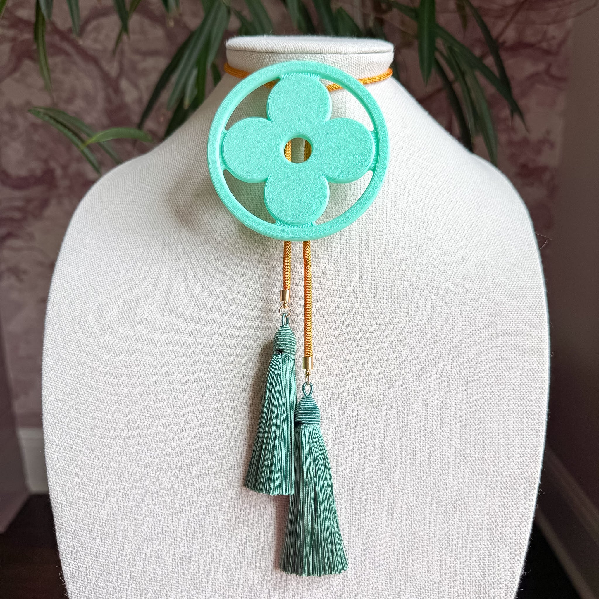 Clover Bolo Turquoise with Golden Yellow & Peacock Blue
