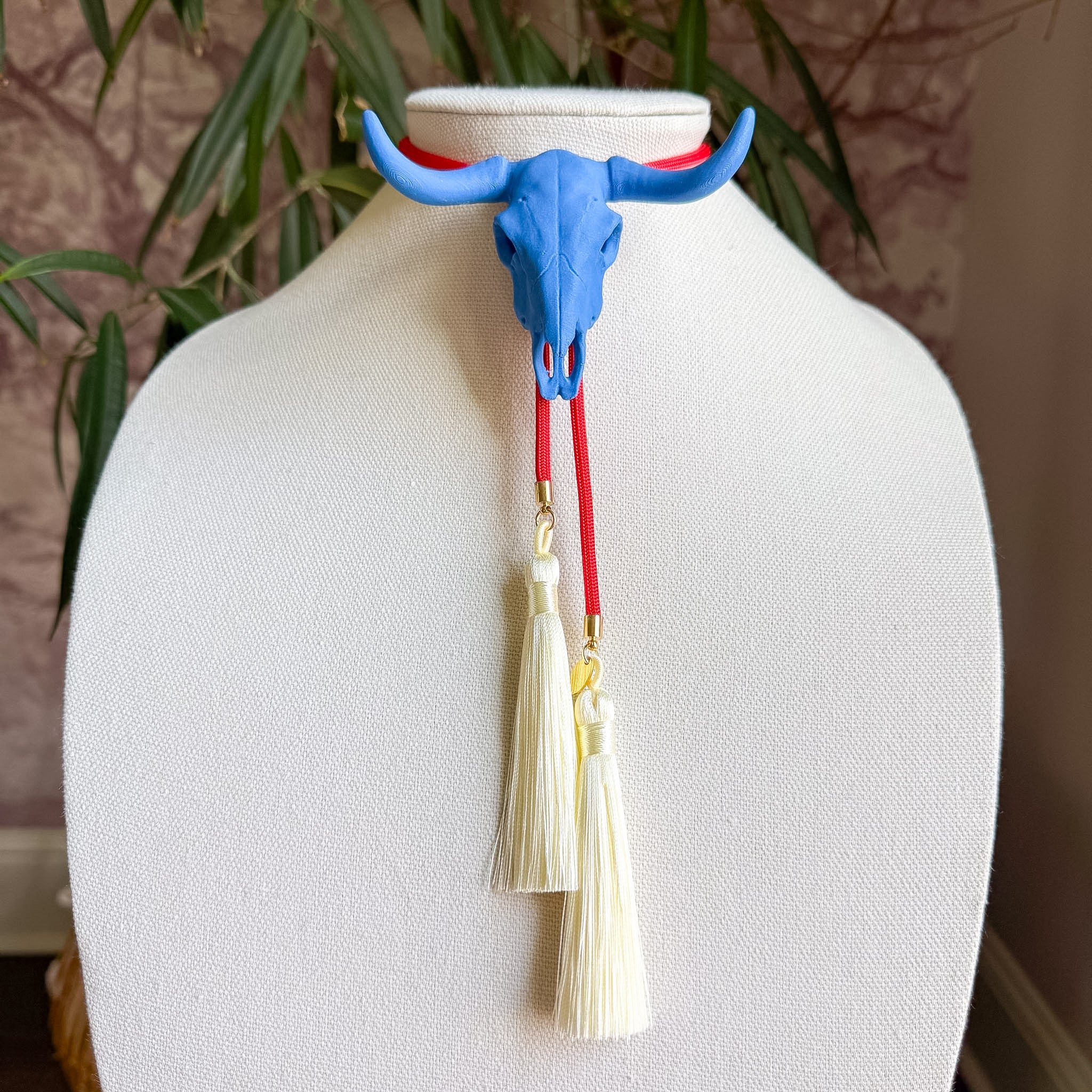 Longhorn Bolo Ocean Blue with Red & Ivory