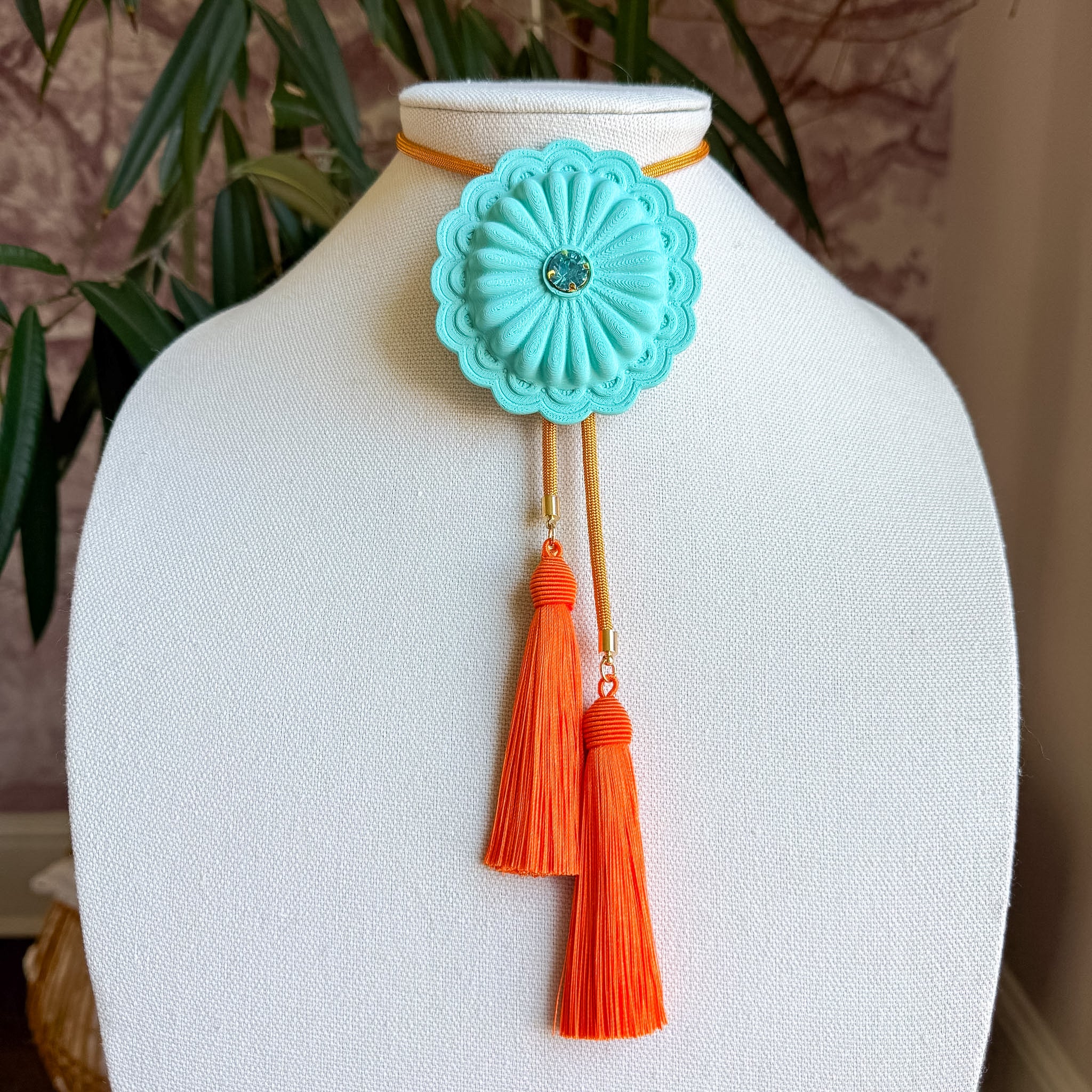 Concho Bolo Turquoise with Golden Yellow & Orange