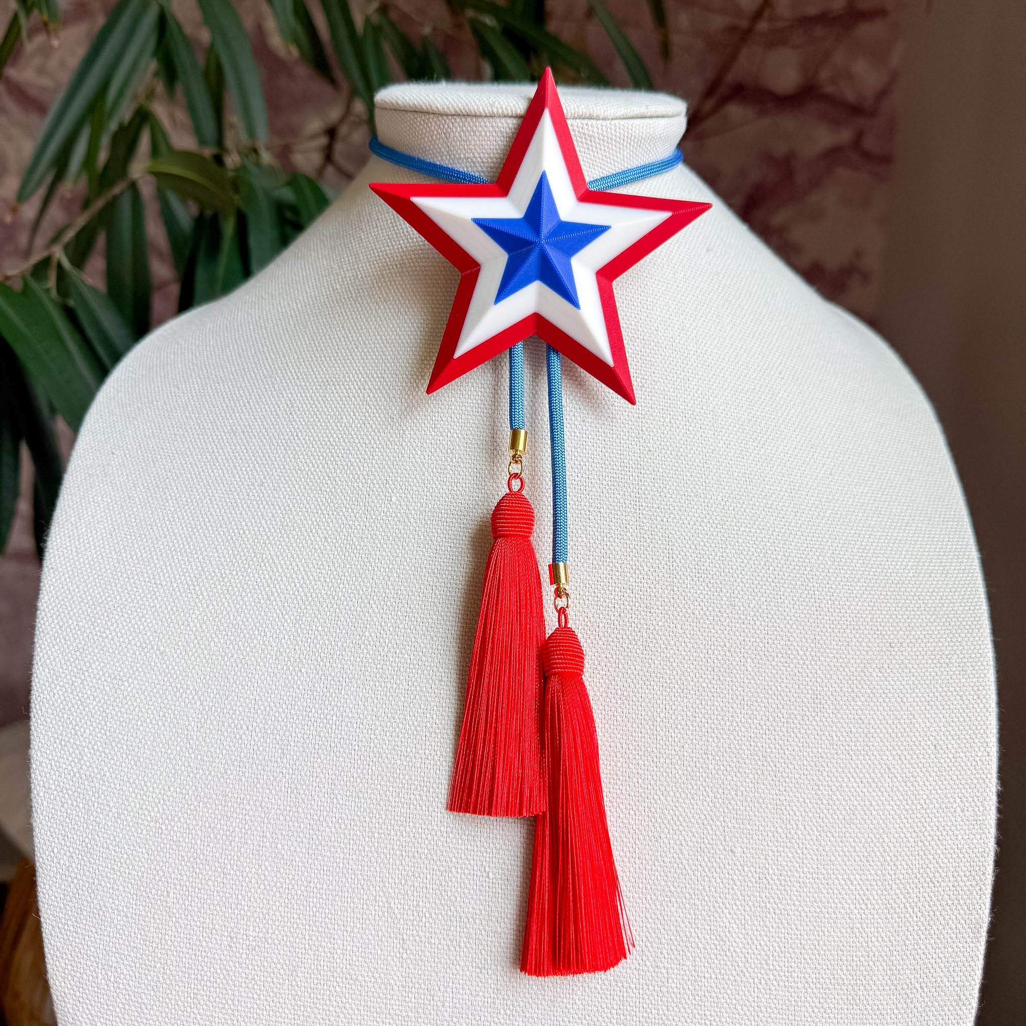 Firecracker Lone Star Bolo with Ocean Blue & Red