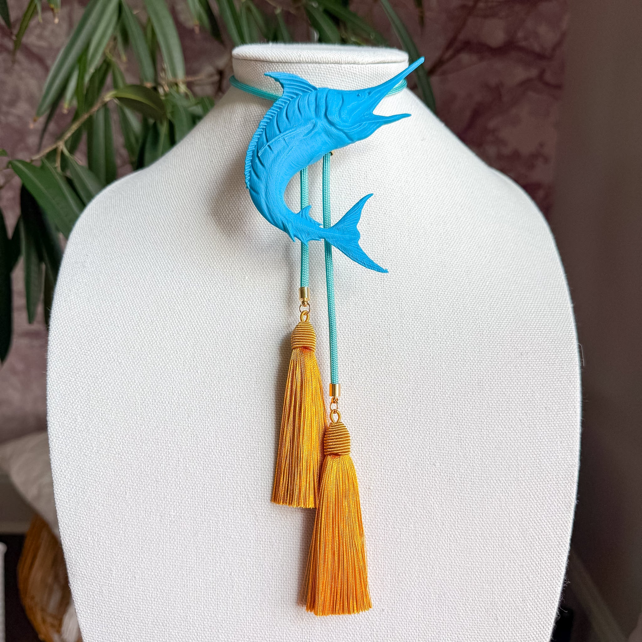 Marlin Bolo Aqua Blue with Turquoise & Golden Yellow
