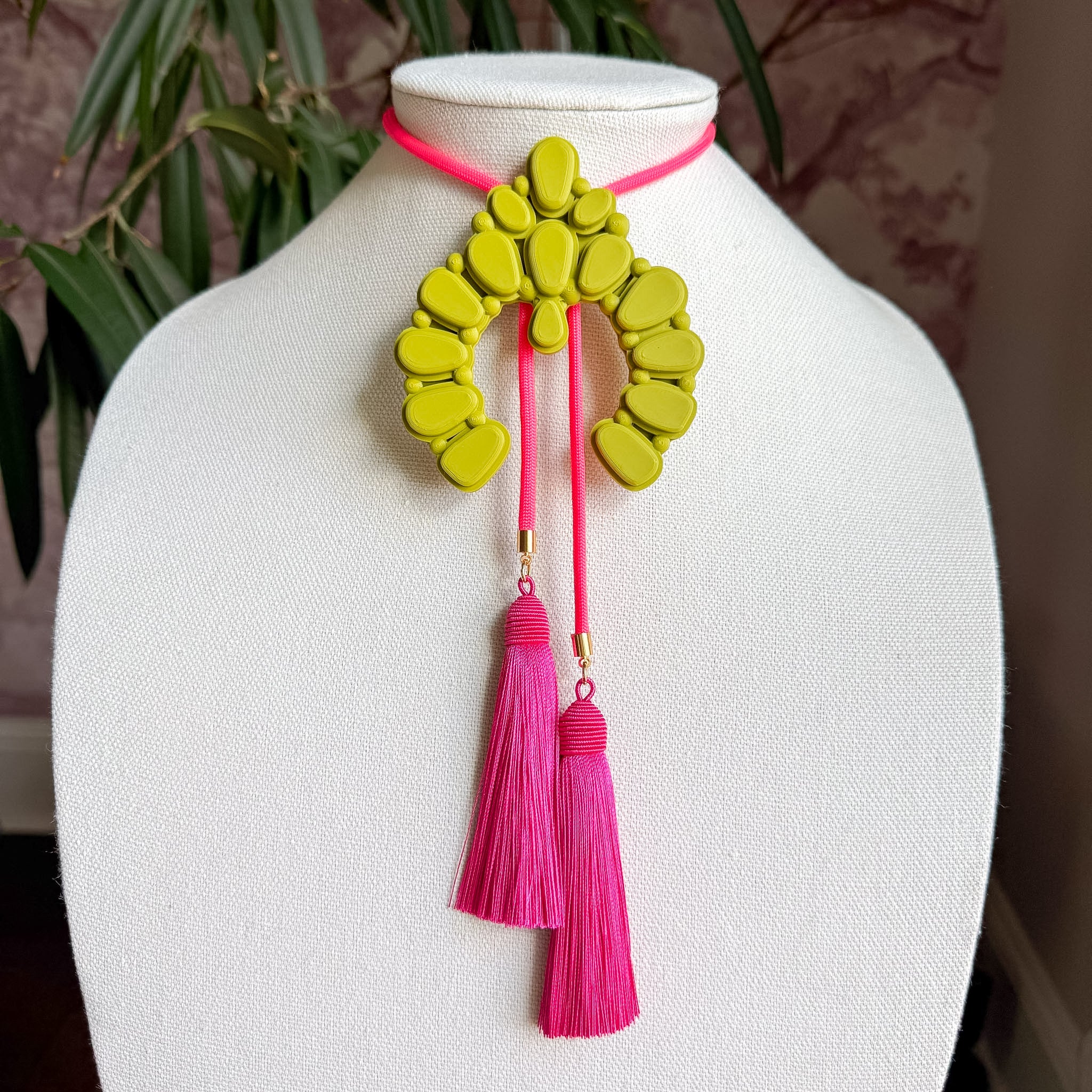 Naja Bolo Olive Green with Neon Pink & Fuchsia