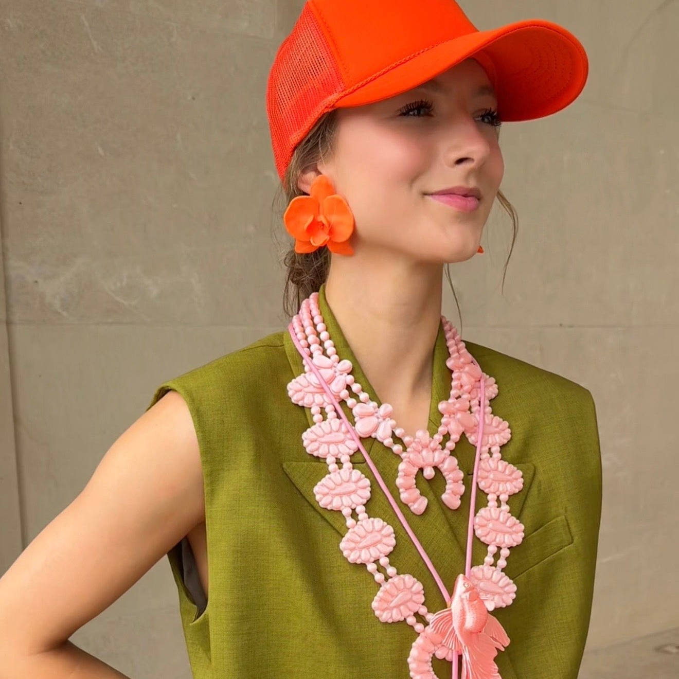 Orchid Orange Citrus Statement Earrings