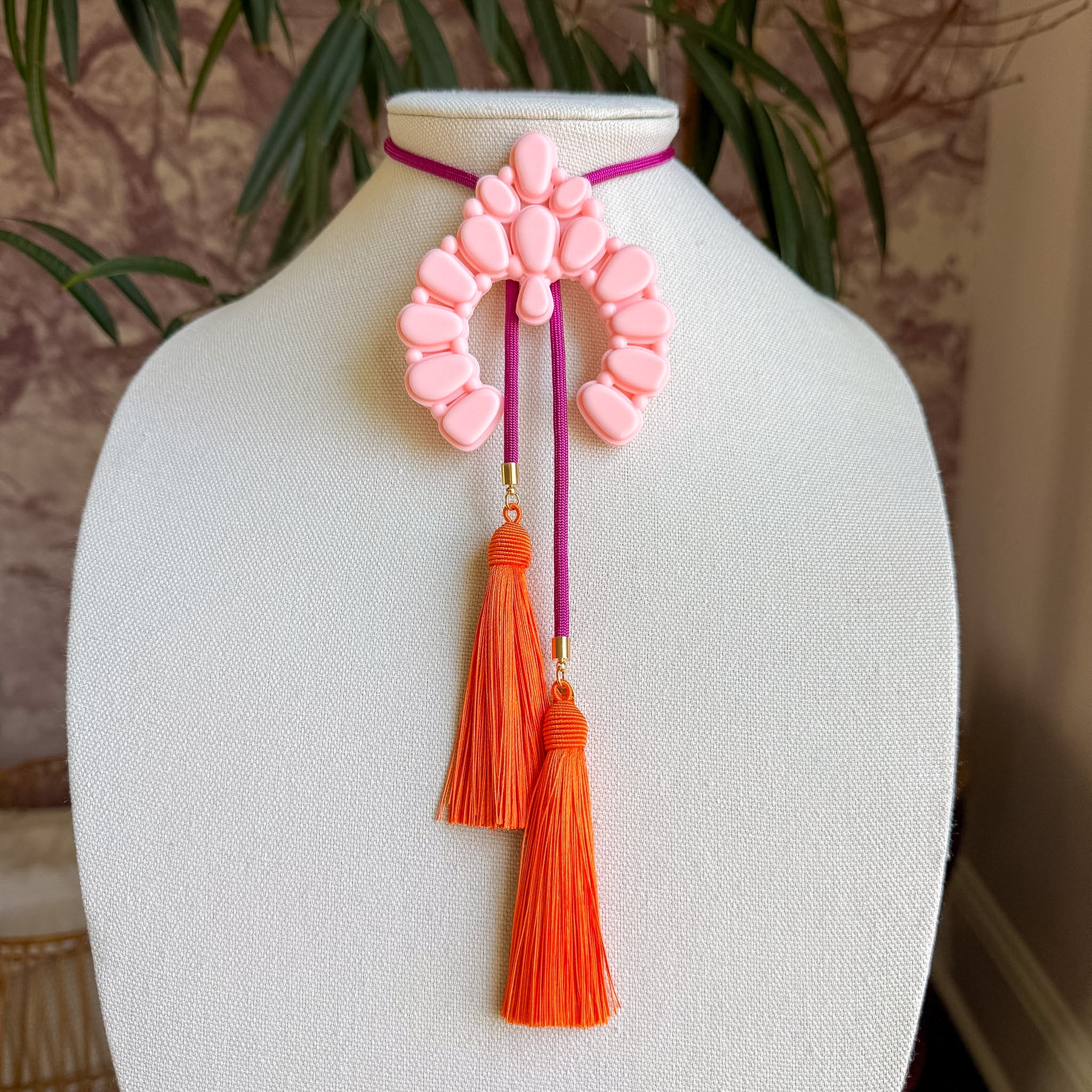 Naja Bolo Blush Pink with Fuchsia & Orange