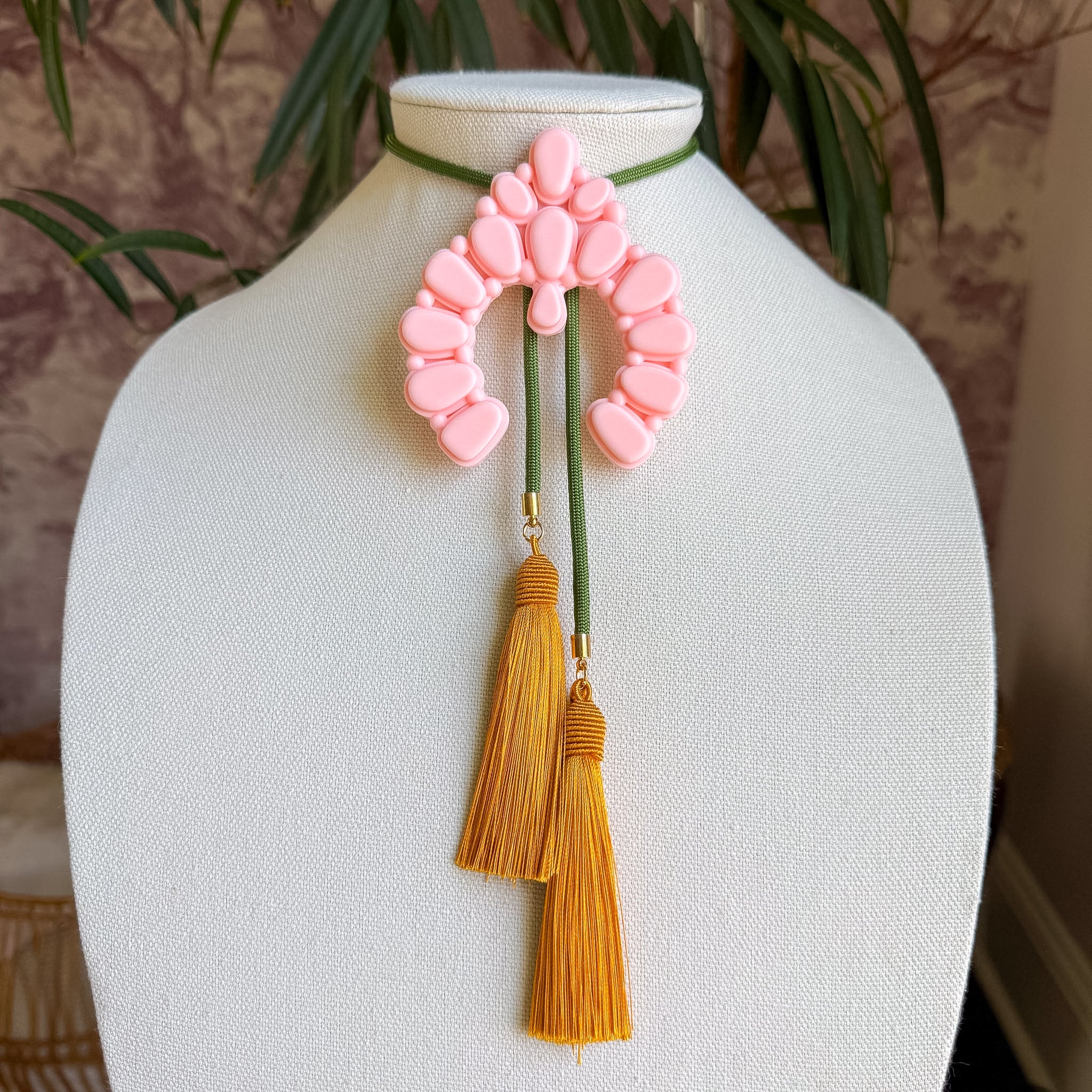 Naja Bolo Blush Pink with Olive & Golden Yellow