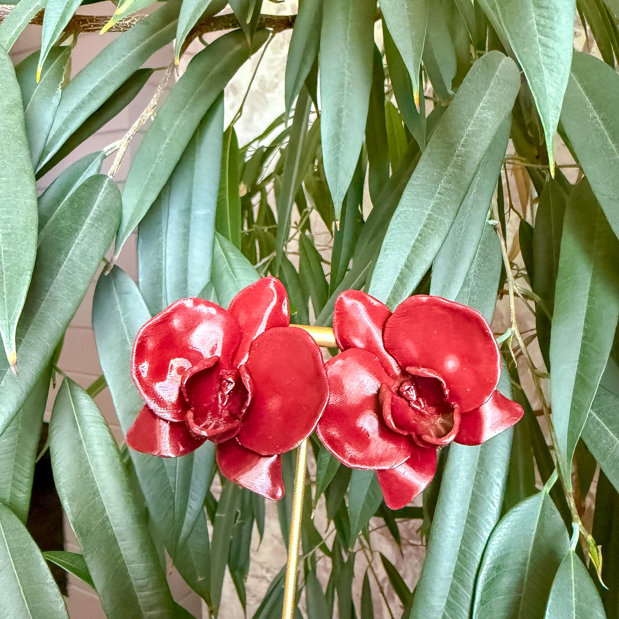 Orchid Merlot Red Statement Earrings