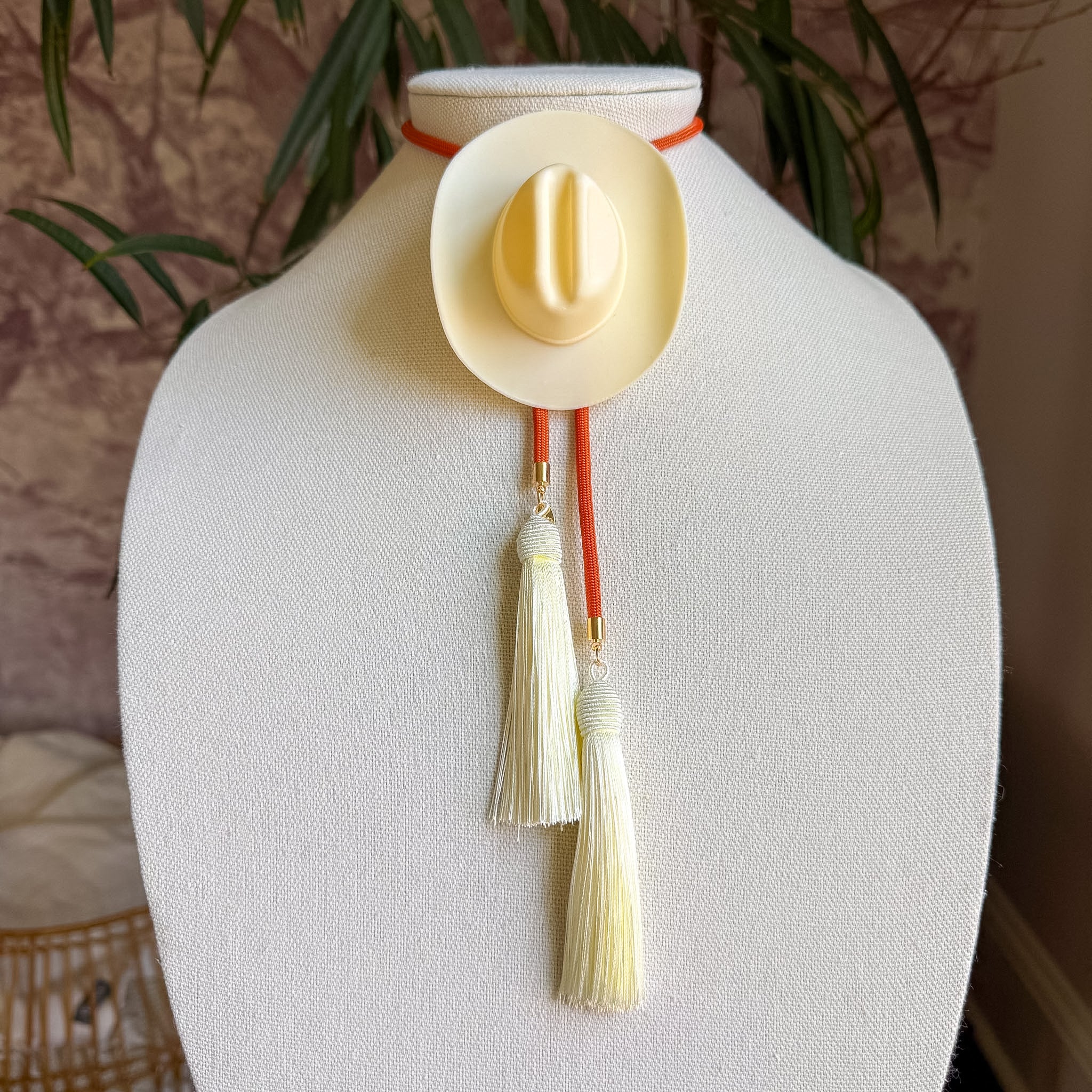 Cowboy Hat Bolo Ivory with Orange & Ivory