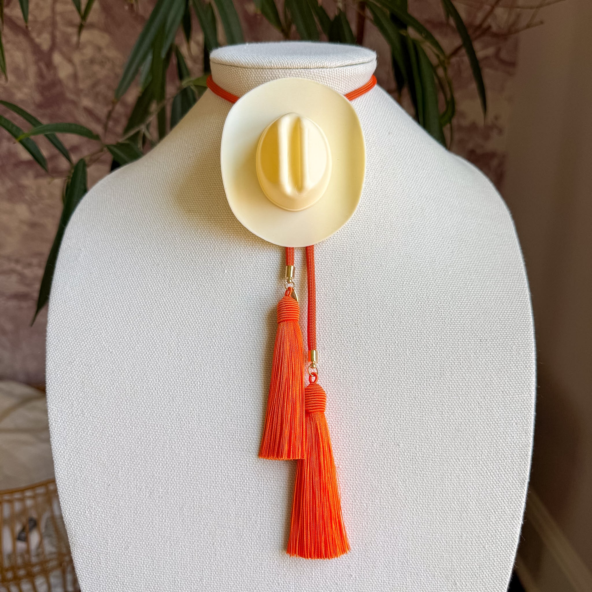 Cowboy Hat Bolo Ivory with Orange & Orange