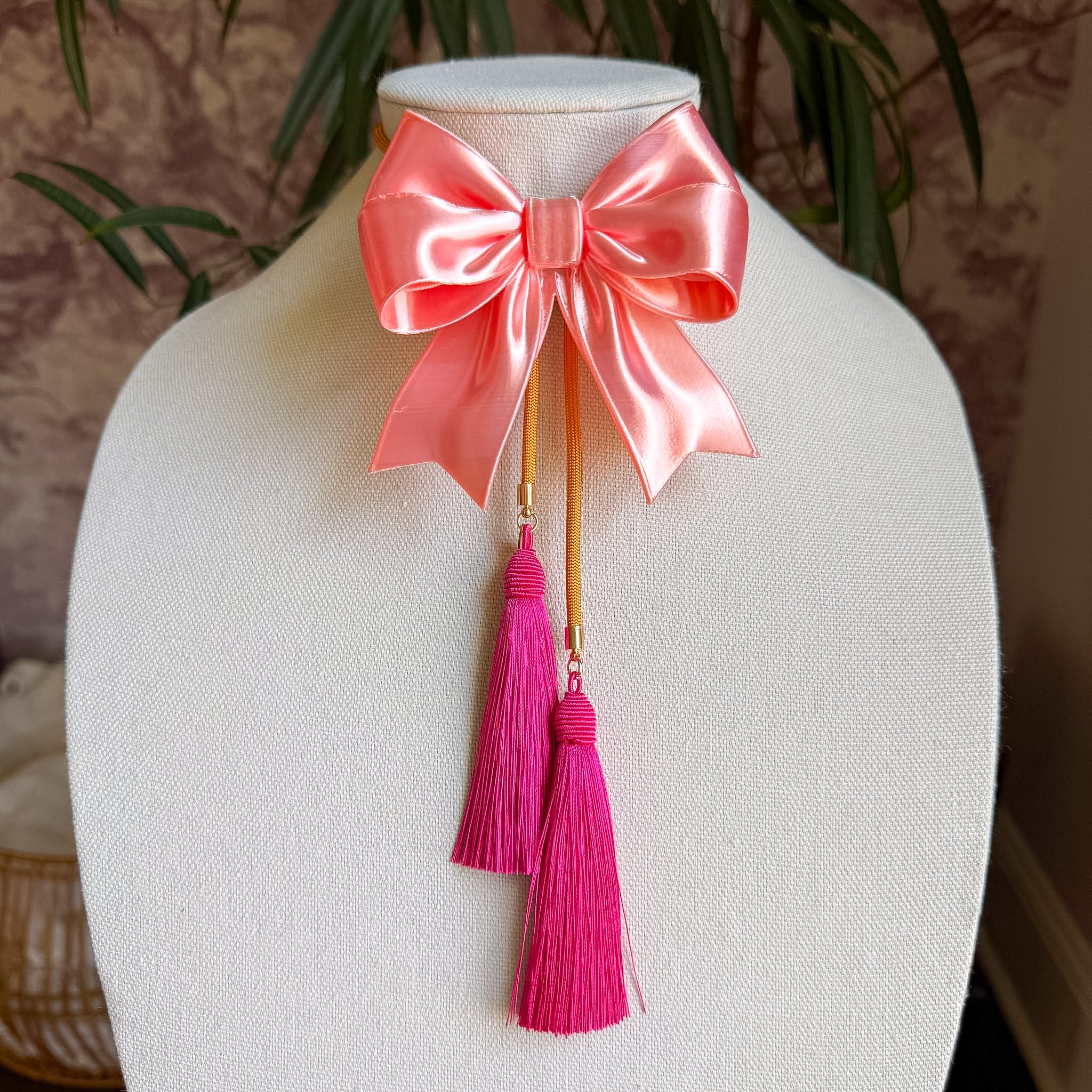 Ribbon Bow Bolo Sugar Pink with Golden Yellow & Fuchsia