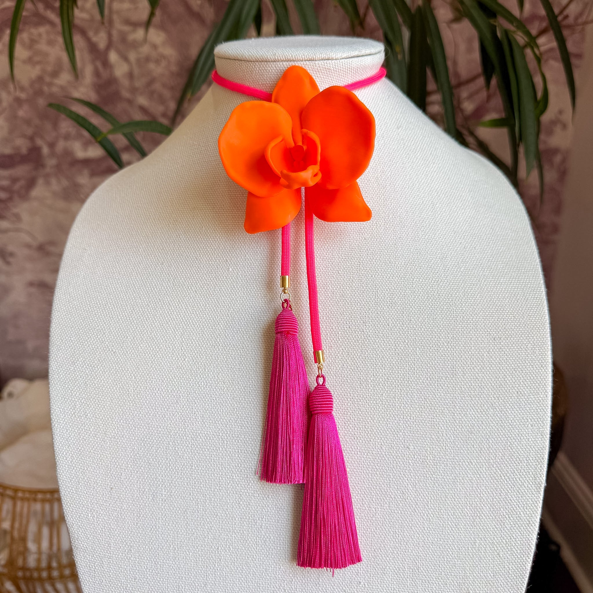 Orchid Bolo Orange Citrus with Neon Pink & Fuchsia