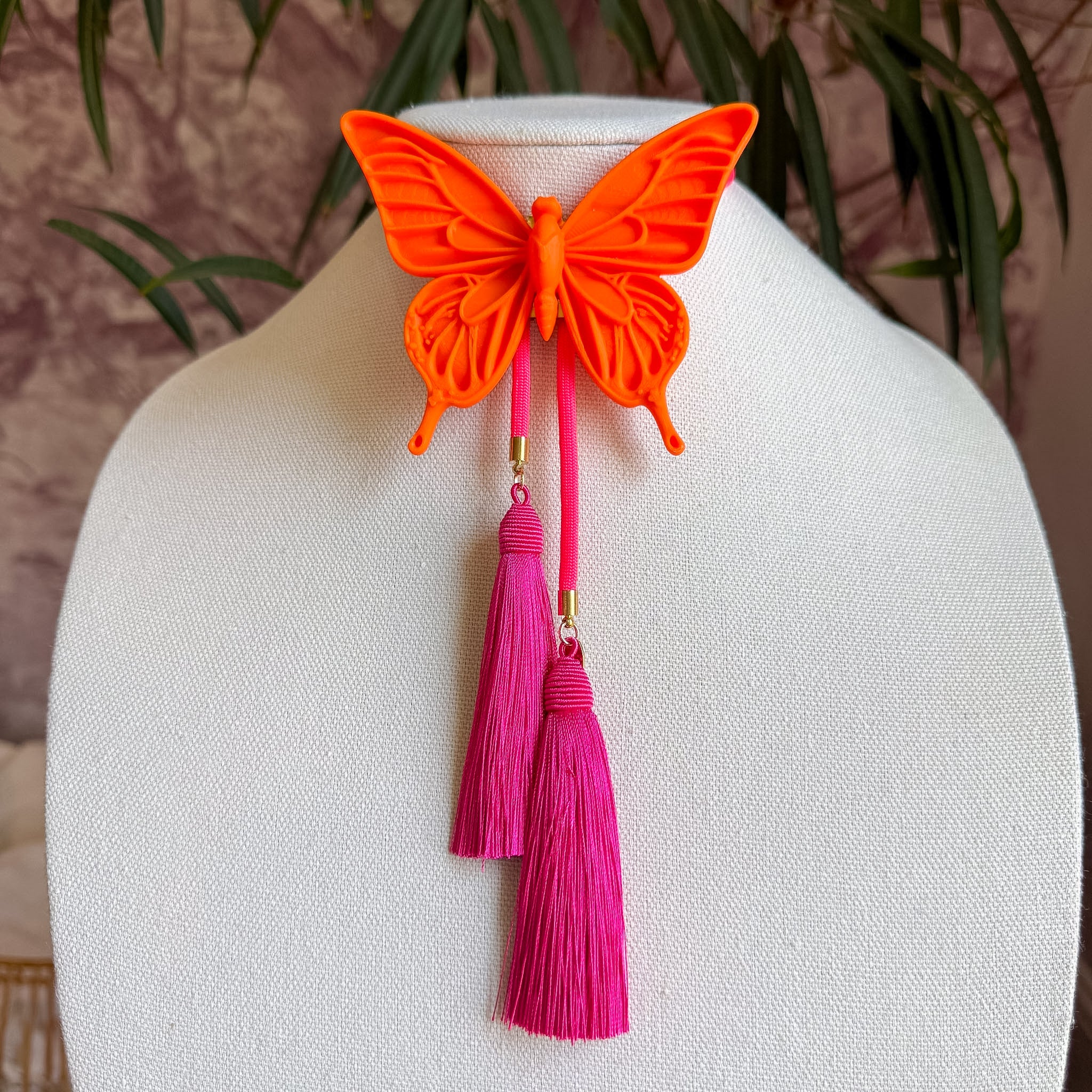 Butterfly Bolo Orange Citrus with Neon Pink & Fuchsia