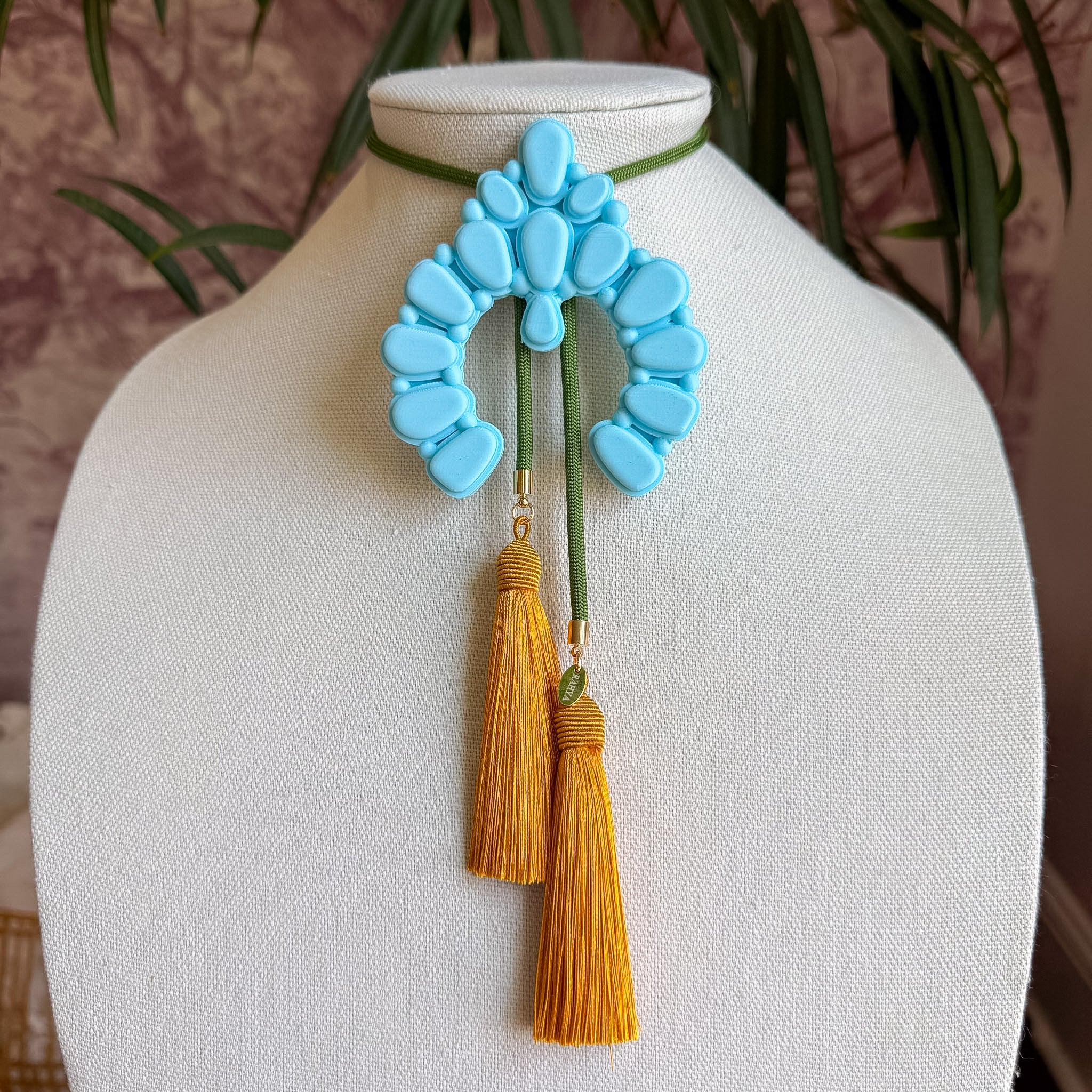 Naja Bolo Baby Blue with Olive & Golden Yellow