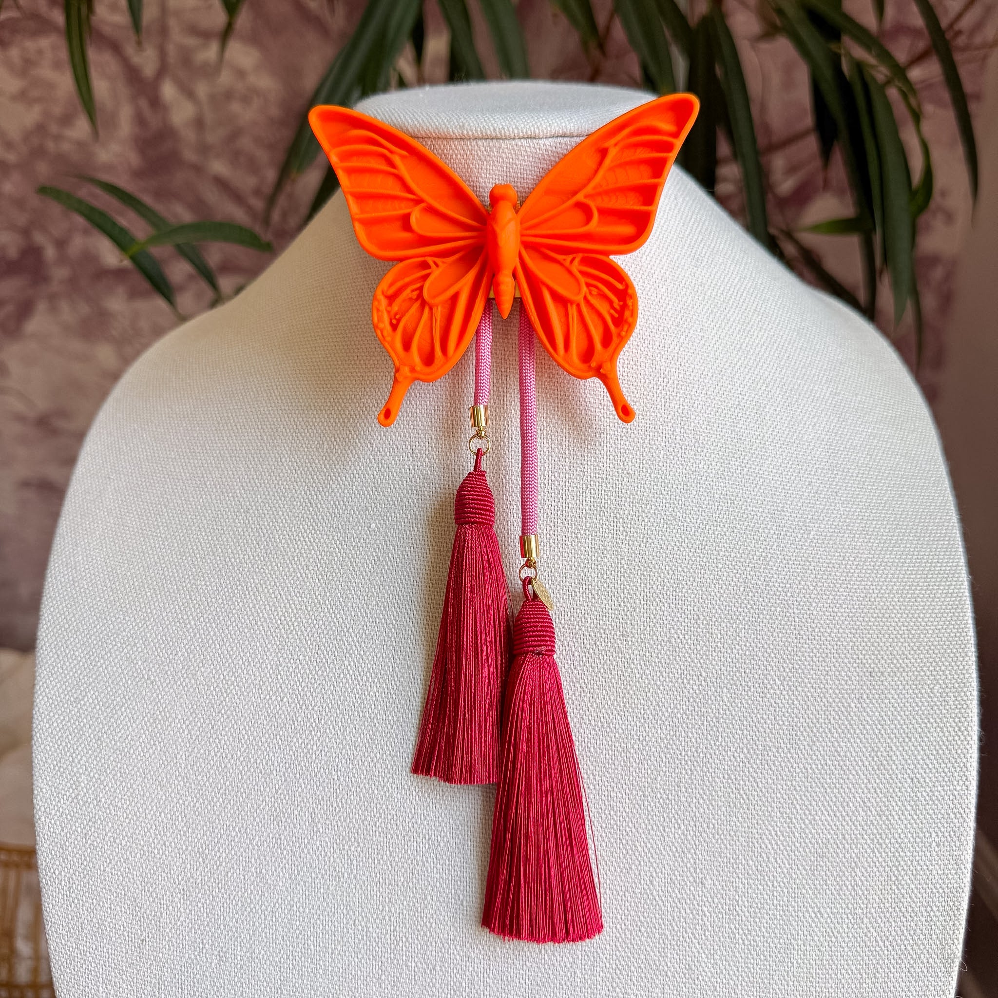 Butterfly Bolo Orange Citrus with Bubblegum Pink & Crimson