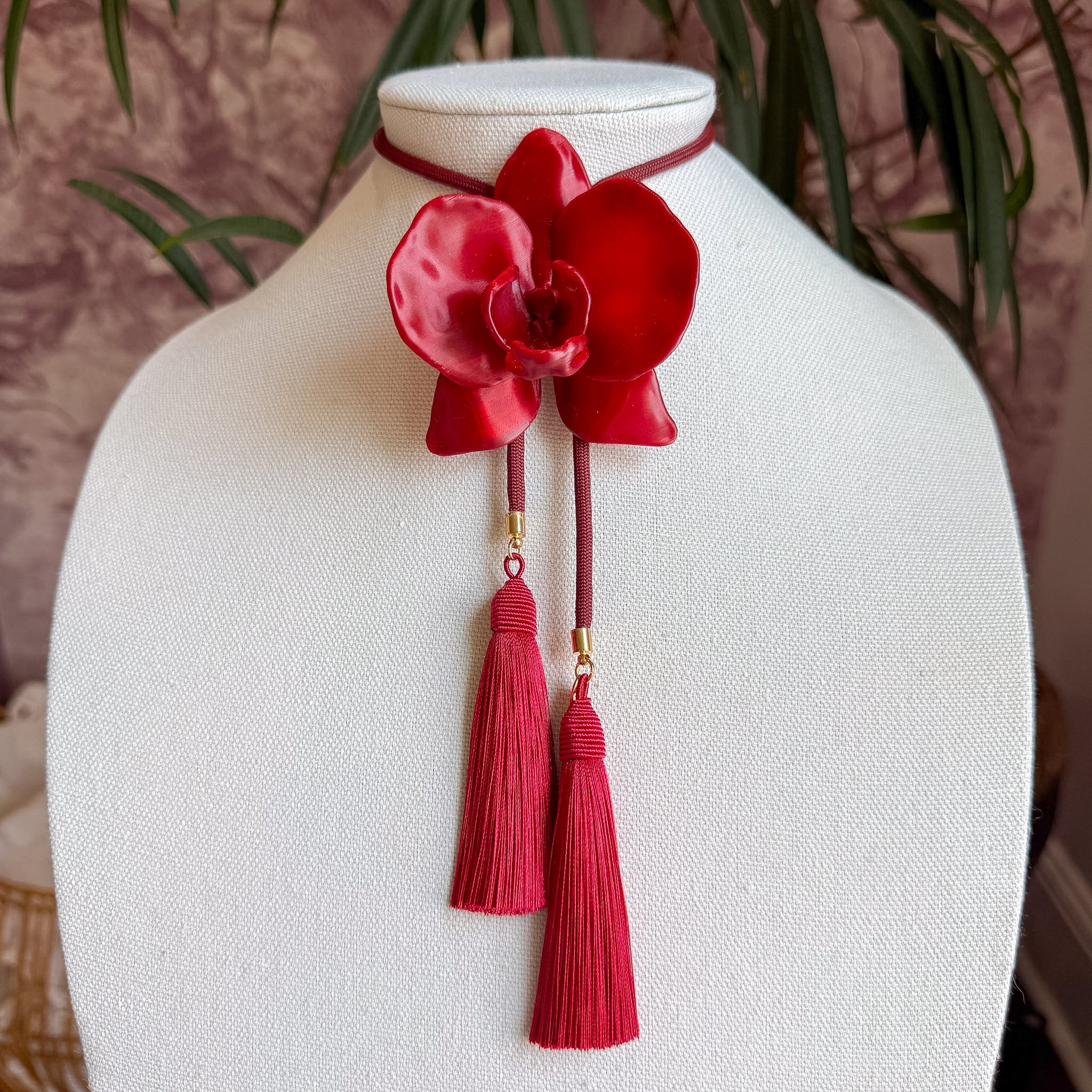 Orchid Bolo Merlot Red with Maroon & Crimson