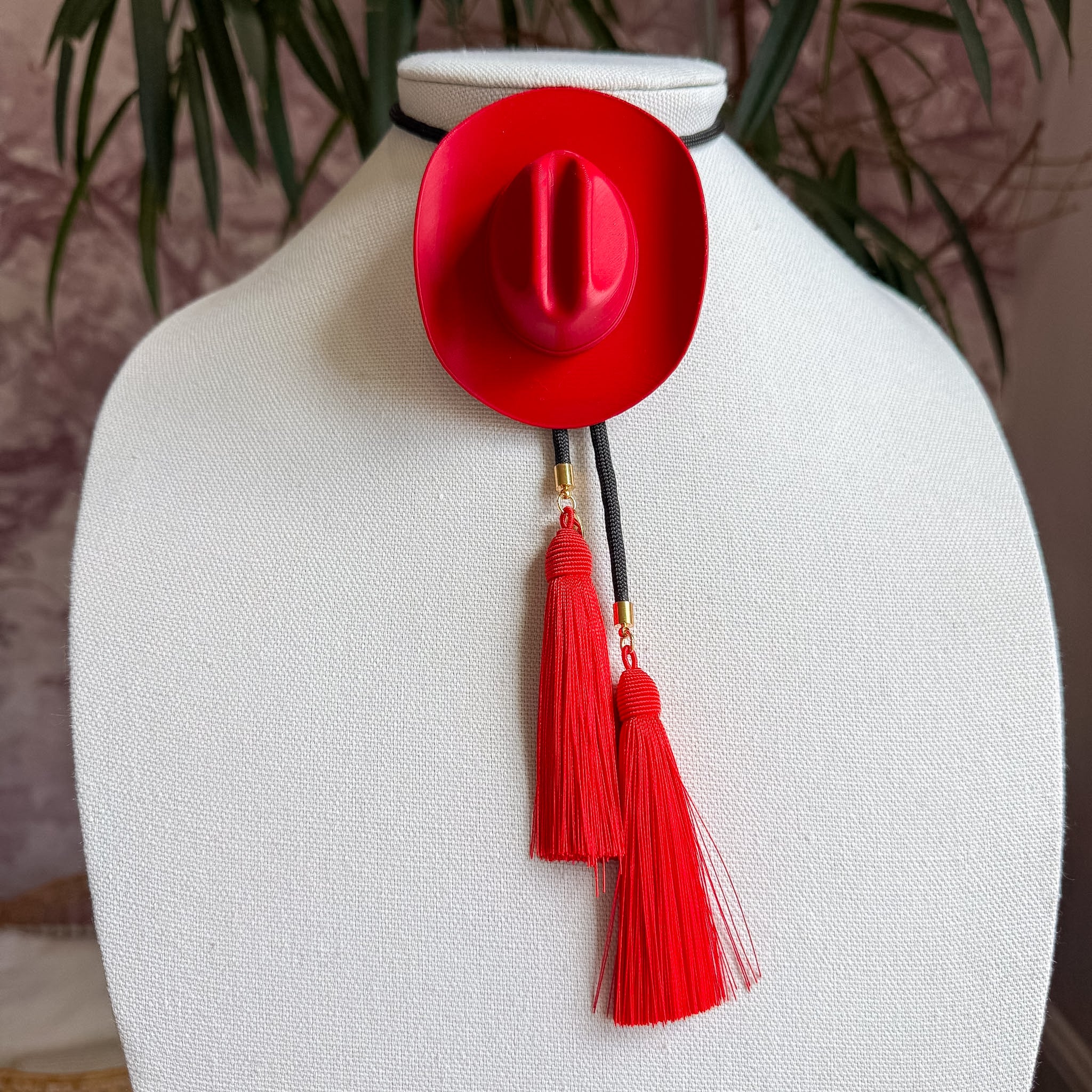 Cowboy Hat Bolo Crimson with Black & Red