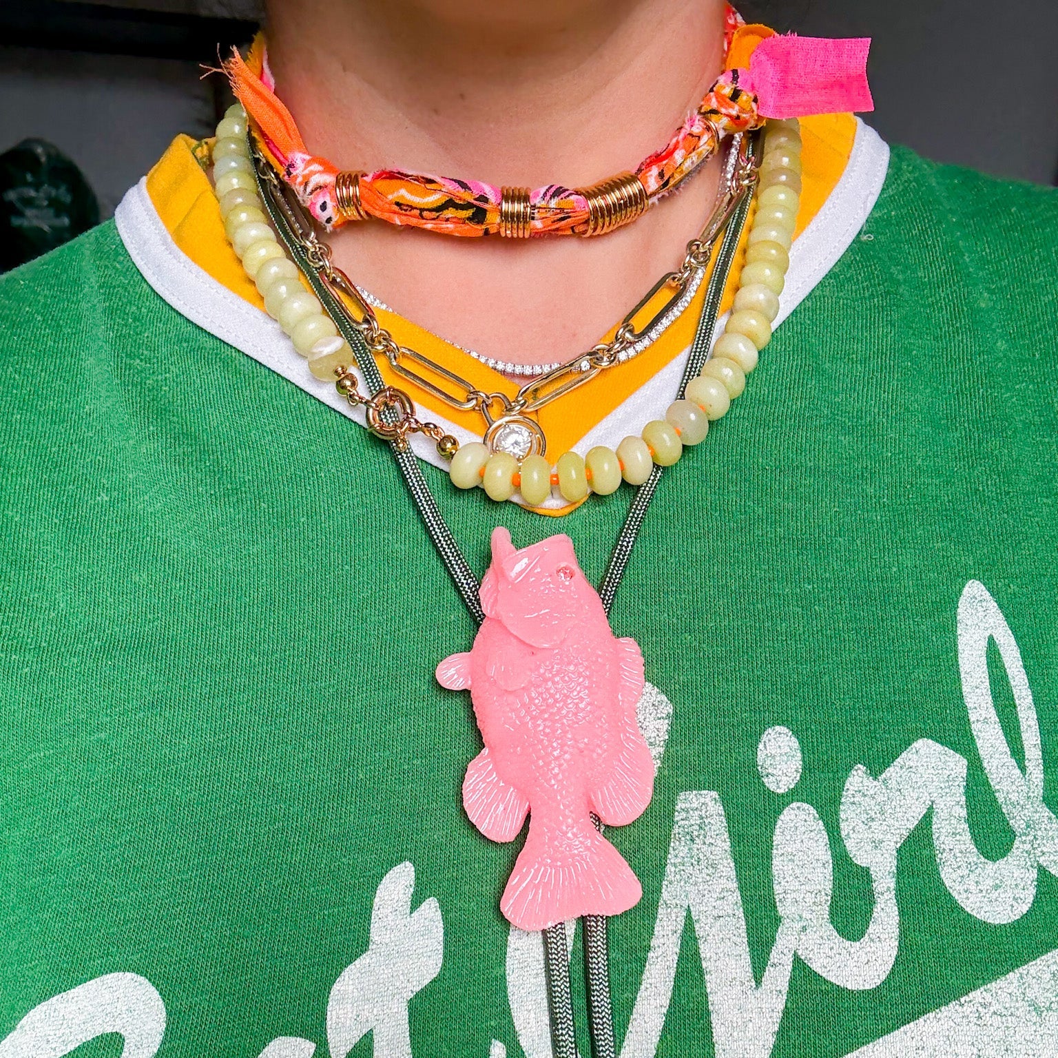 Bandana Necklace in Orange Pink
