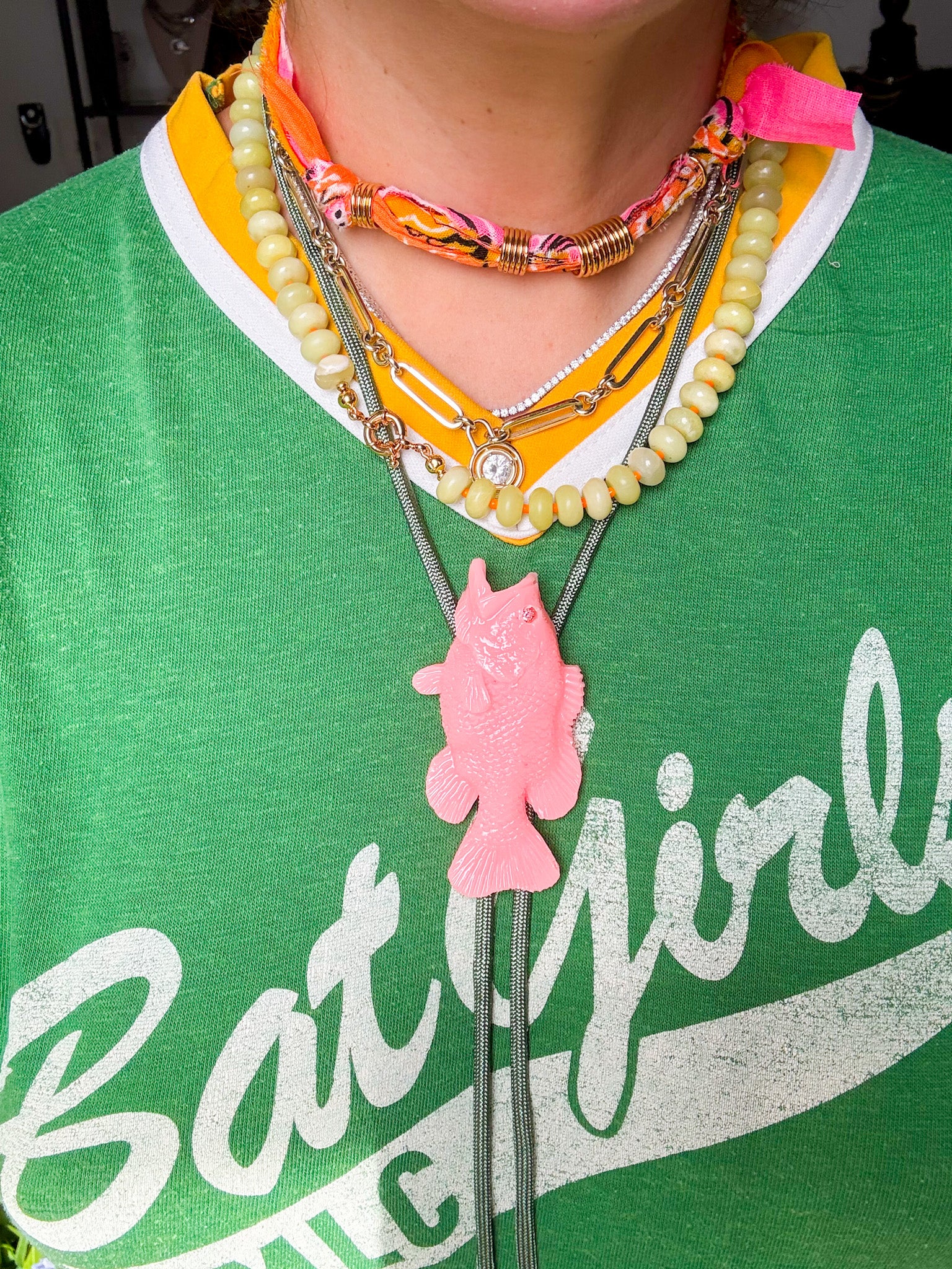 Bandana Necklace in Orange Pink