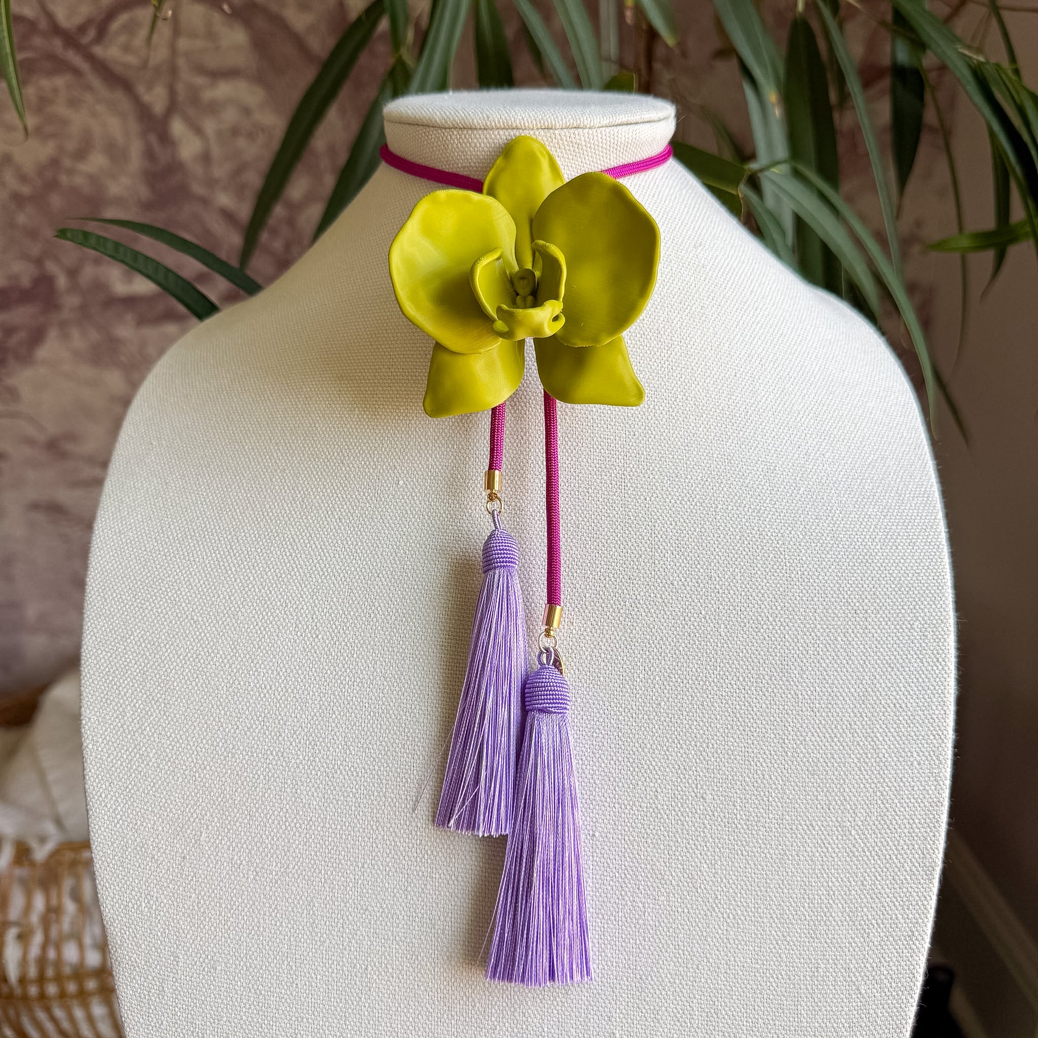 Orchid Bolo Olive Green with Fuchsia & Lavender
