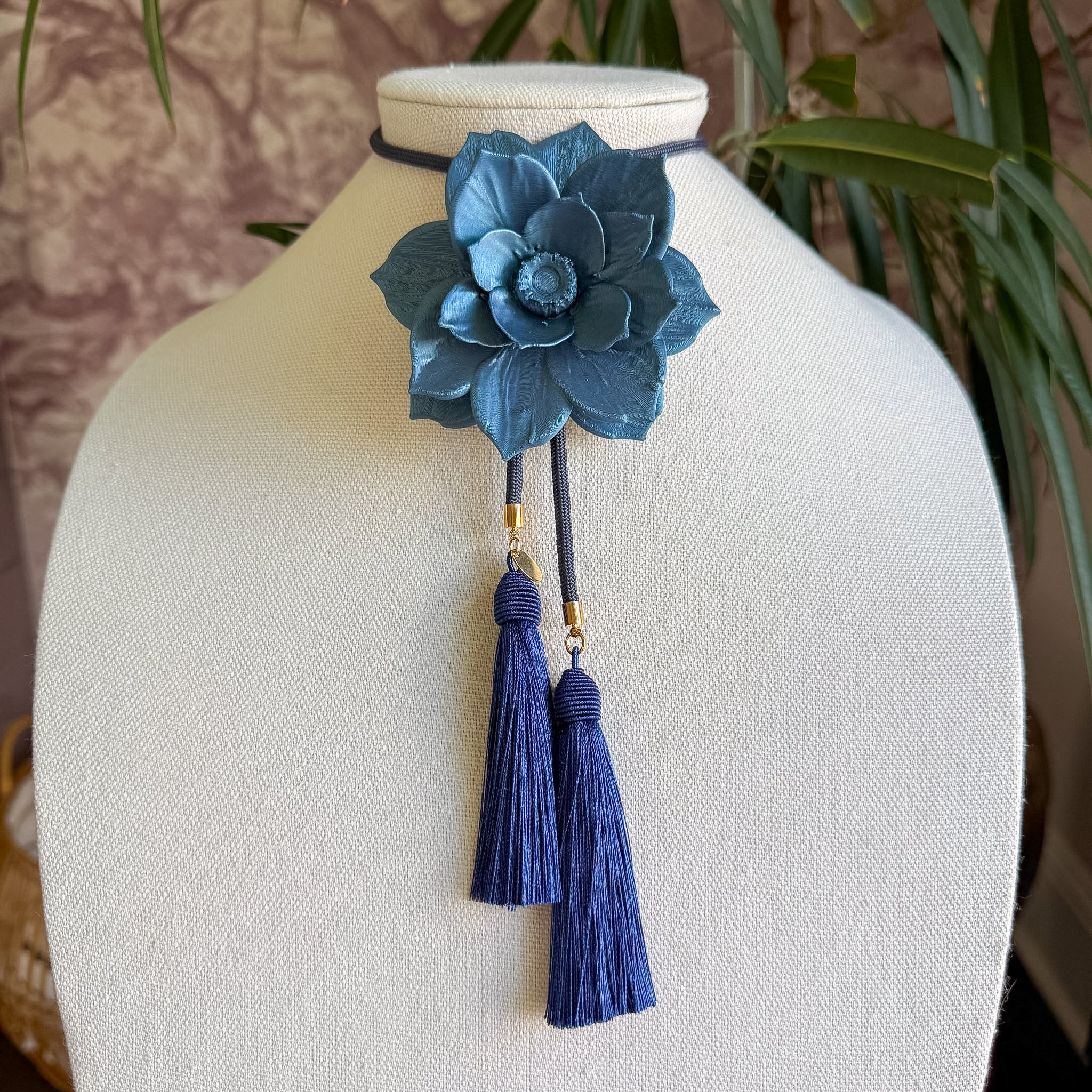 Lotus Flower Bolo Storm Blue with Storm Blue & Navy
