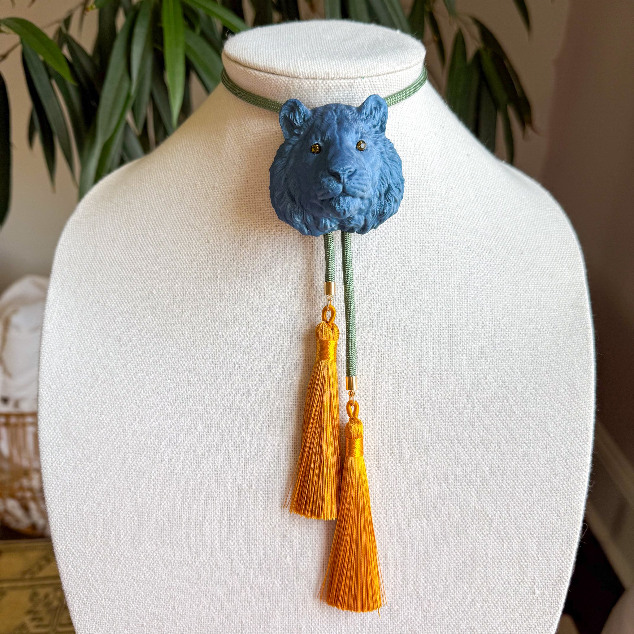 Tiger Bolo Storm Blue with Olive & Golden Yellow