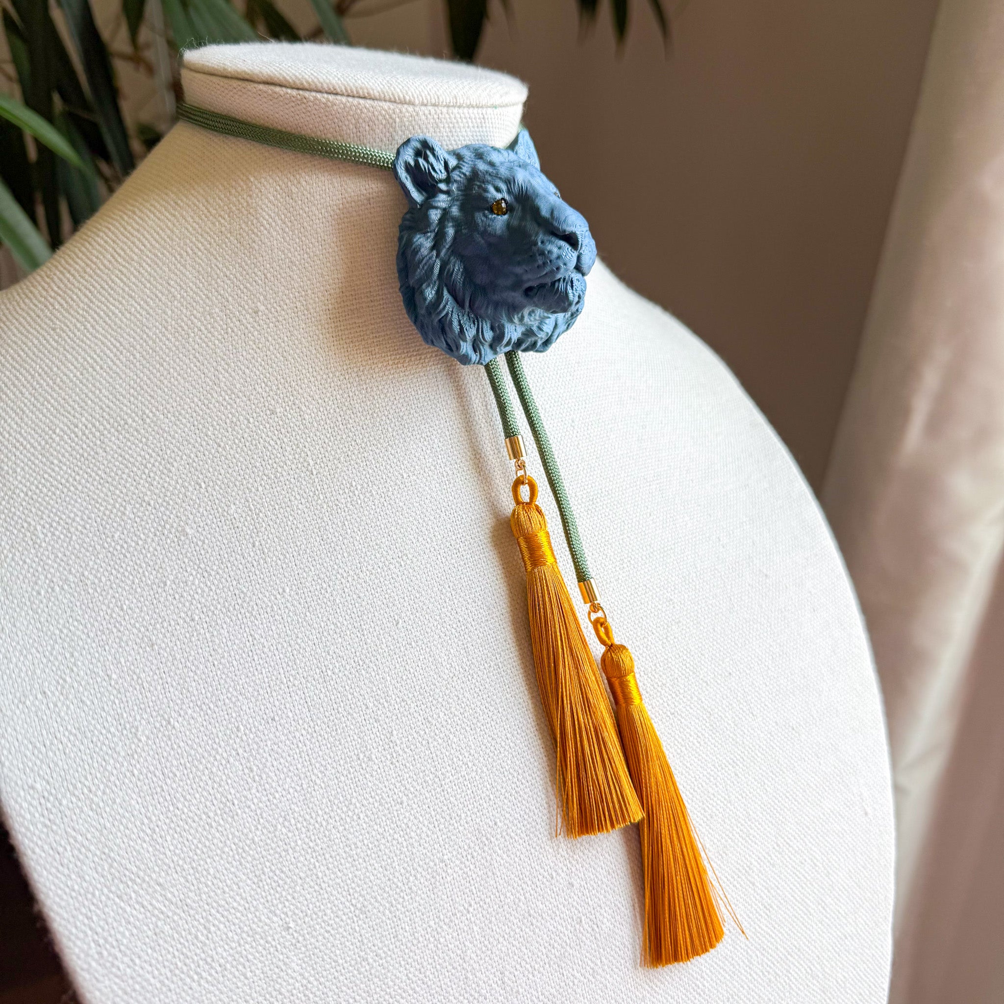 Tiger Bolo Storm Blue with Olive & Golden Yellow