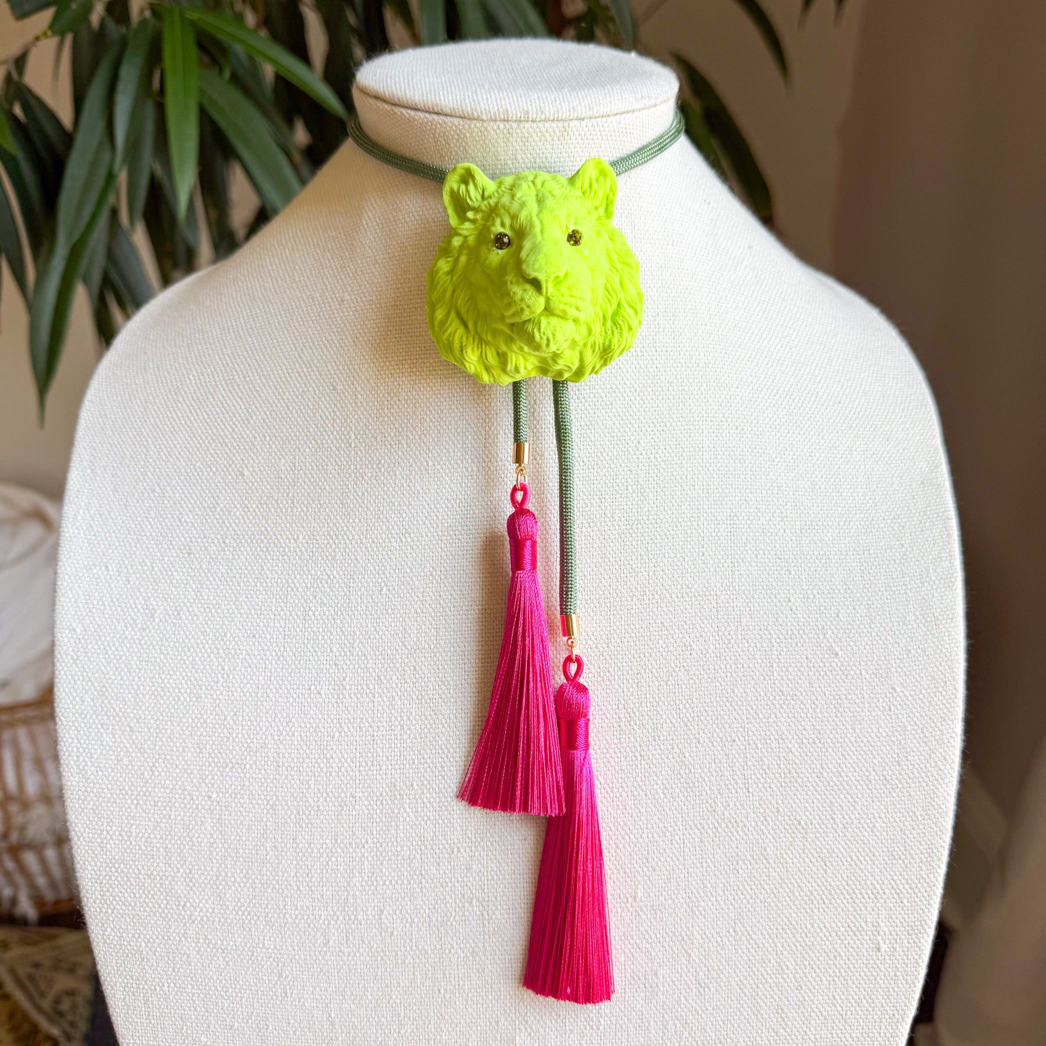 Tiger Bolo Key Lime Green with Olive & Fuchsia
